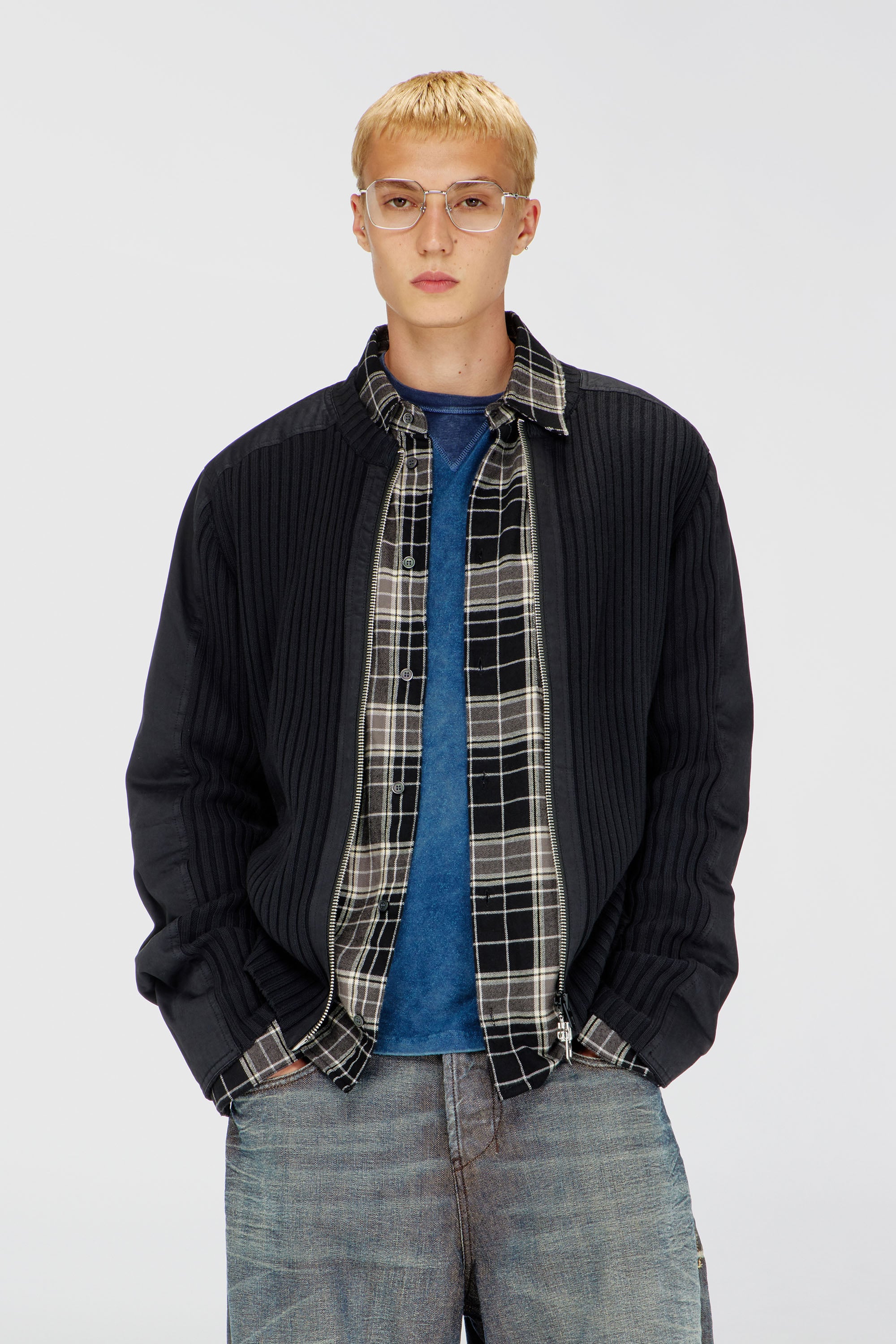 Diesel - K-MATTY, Herren Rei&szlig;verschluss-Cardigan mit Utility-Eins&auml;tzen in Schwarz - 1