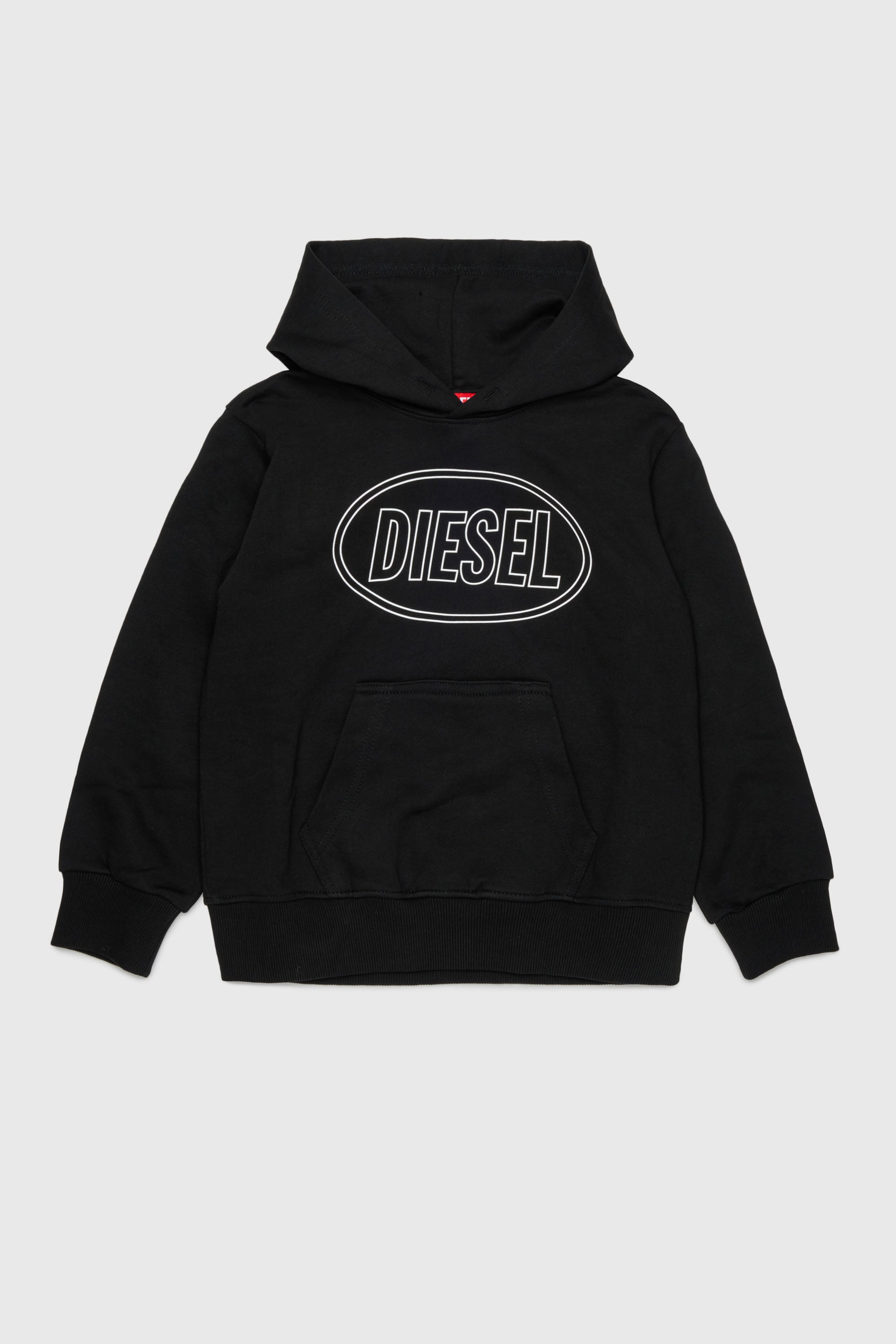 Diesel - SCIRCLEHOOD OVER, Sweat &agrave; capuche avec imprim&eacute; logo Diesel Homme in Noir - 1