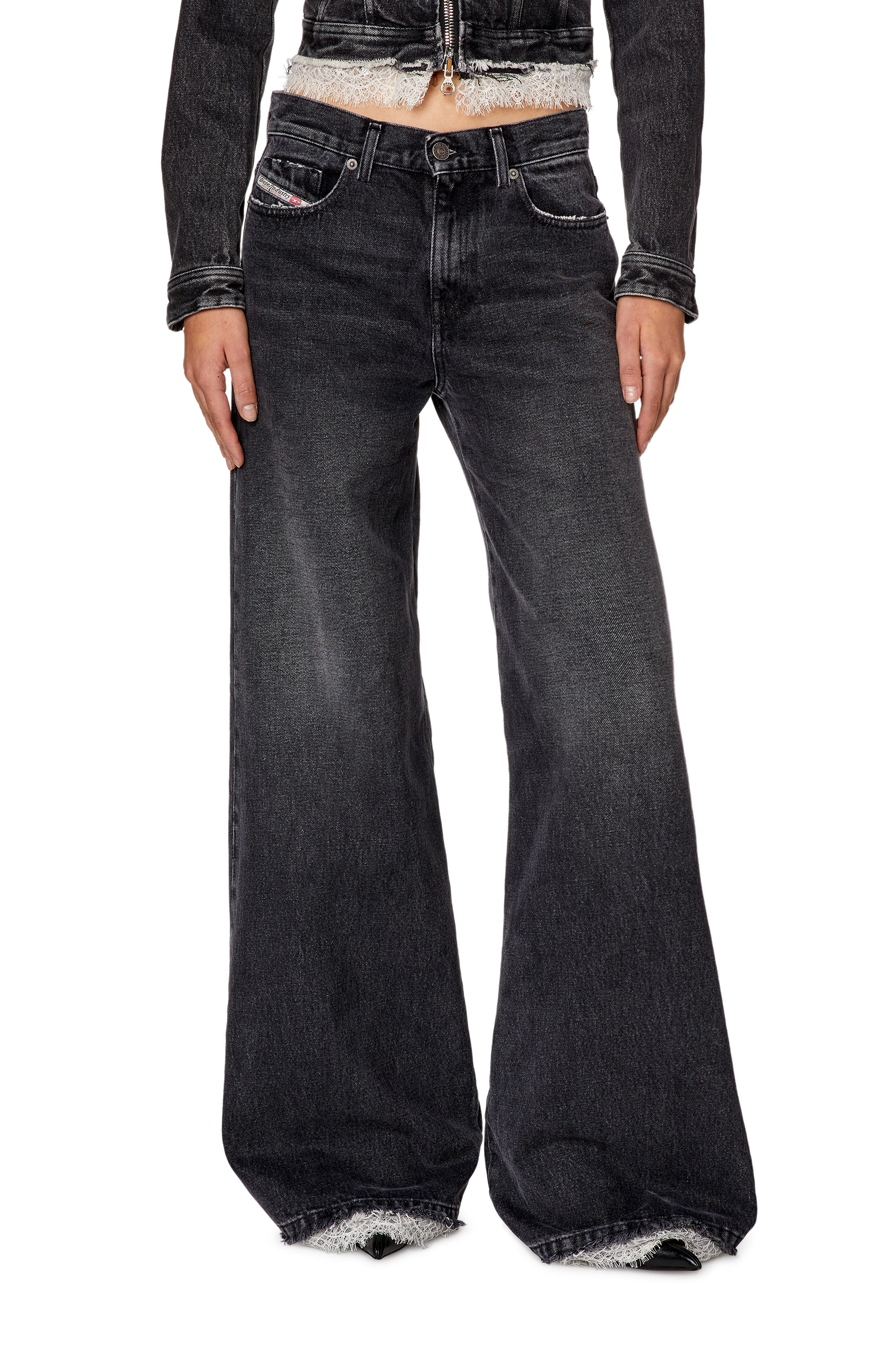 Diesel - Bootcut and Flare Jeans 1978 D-Akemi 007S2, Nero/Grigio scuro - Image 1
