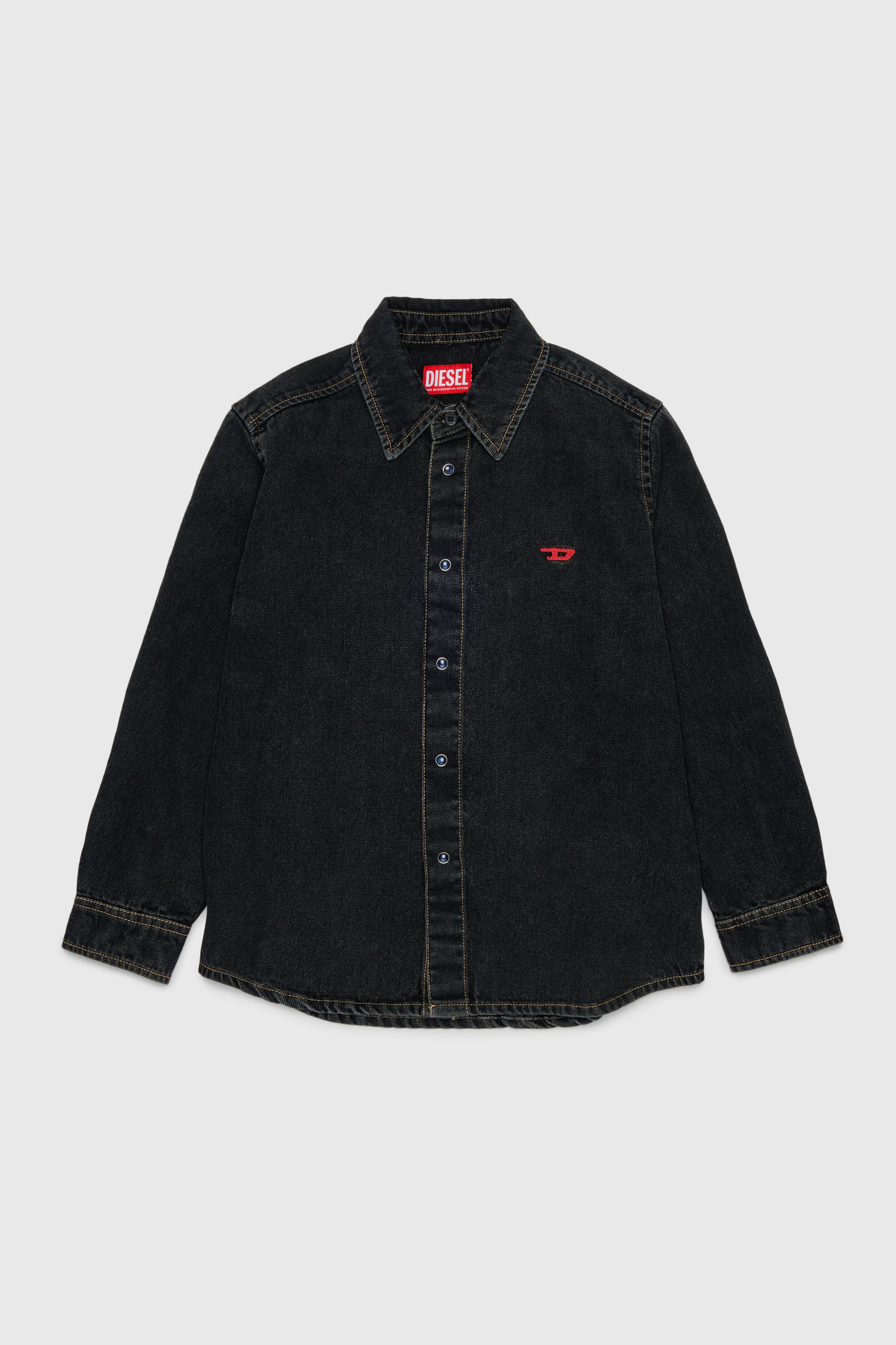 Diesel - CSIMPLY-OVER, Chemise en denim avec broderie logo D Homme in Noir - 1