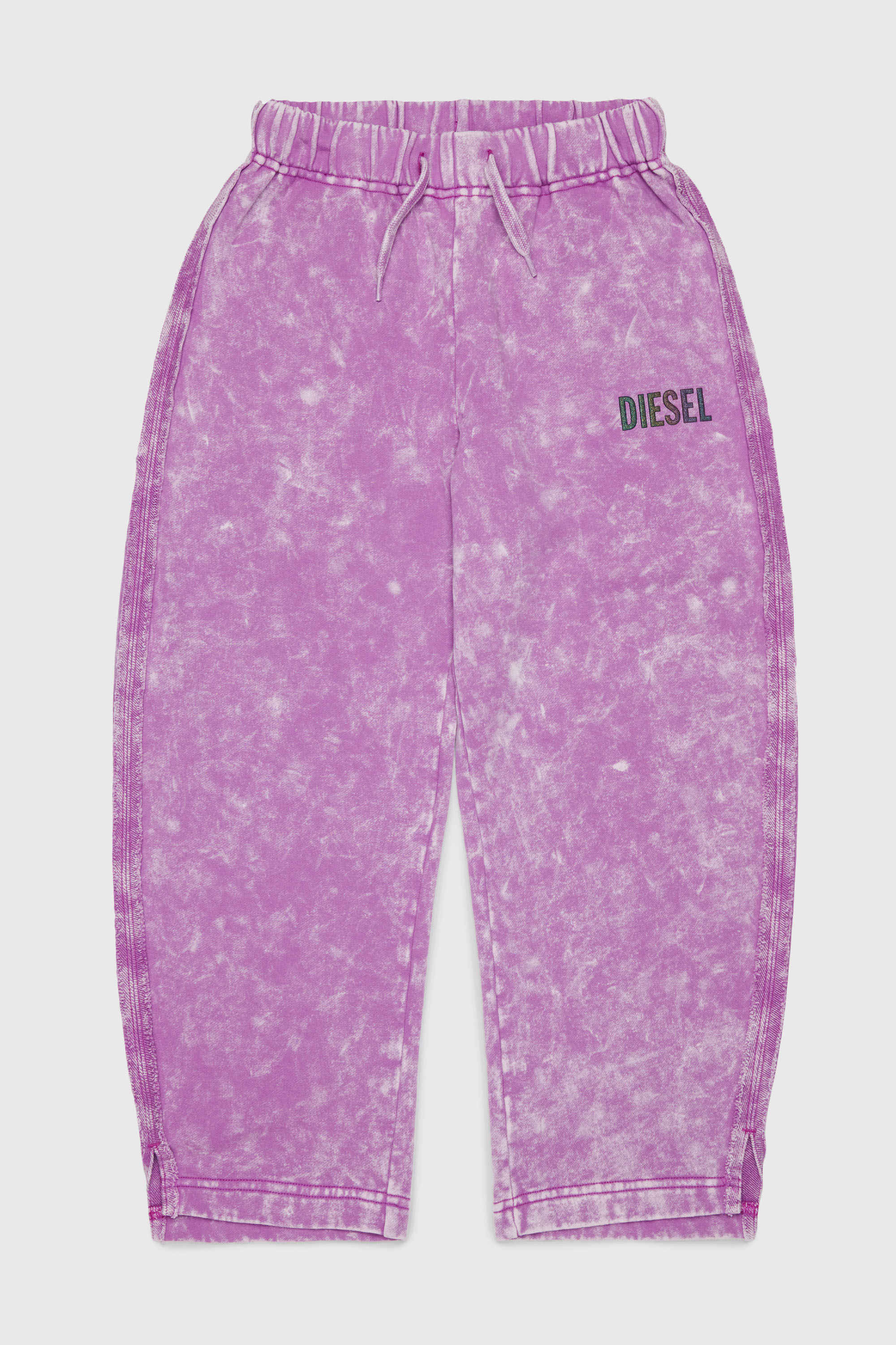 Diesel - PLOXY, Pantalon de surv&ecirc;tement en coton &agrave; effet marbr&eacute; Femme in Violet - 1