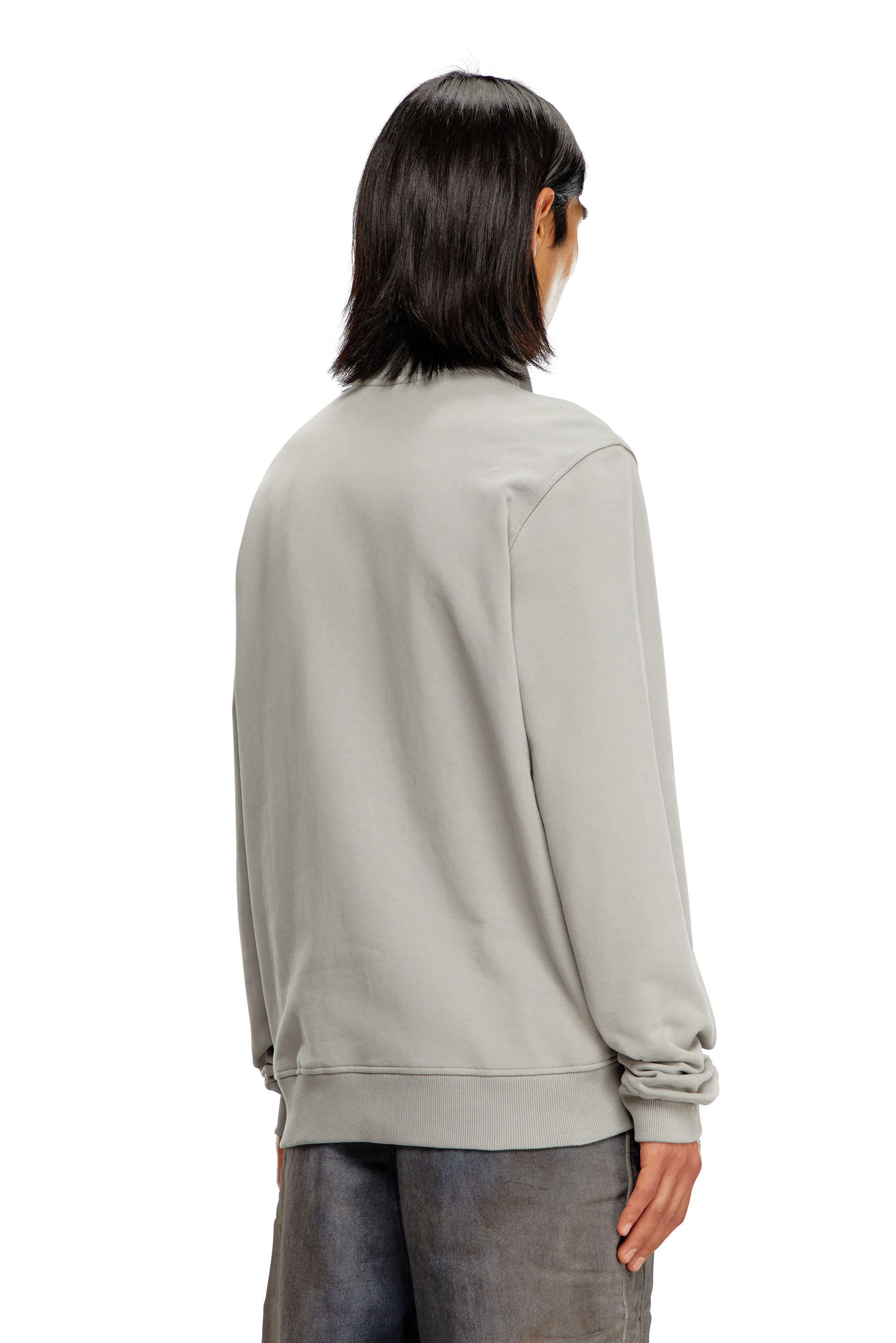 Diesel - S-GINNI-ZIP-OD, Felpa con zip e logo metallizzato Uomo in Grigio - 4