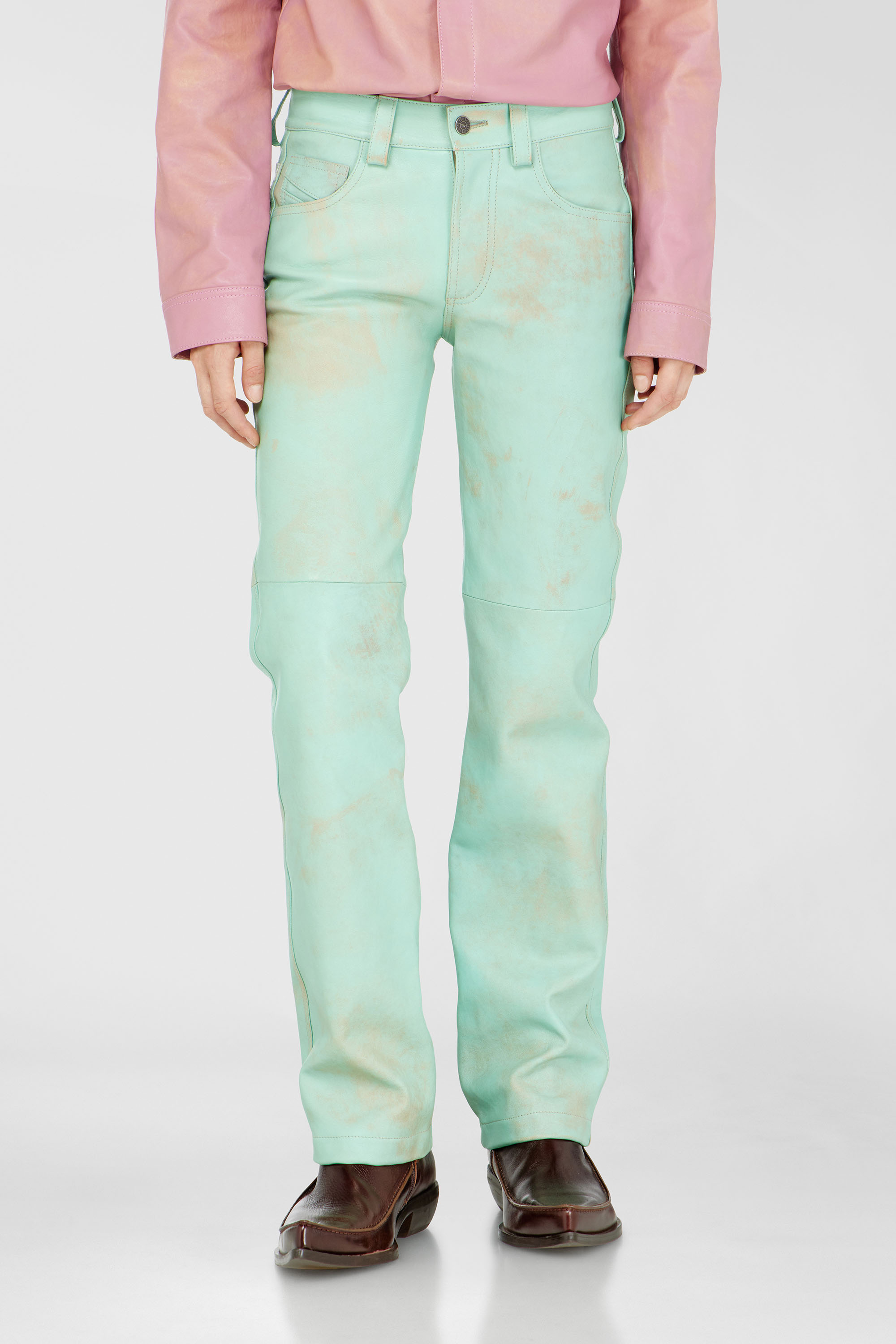 Diesel - L-POCKA, Pantaloni in pelle lavorata Donna in Verde - 3
