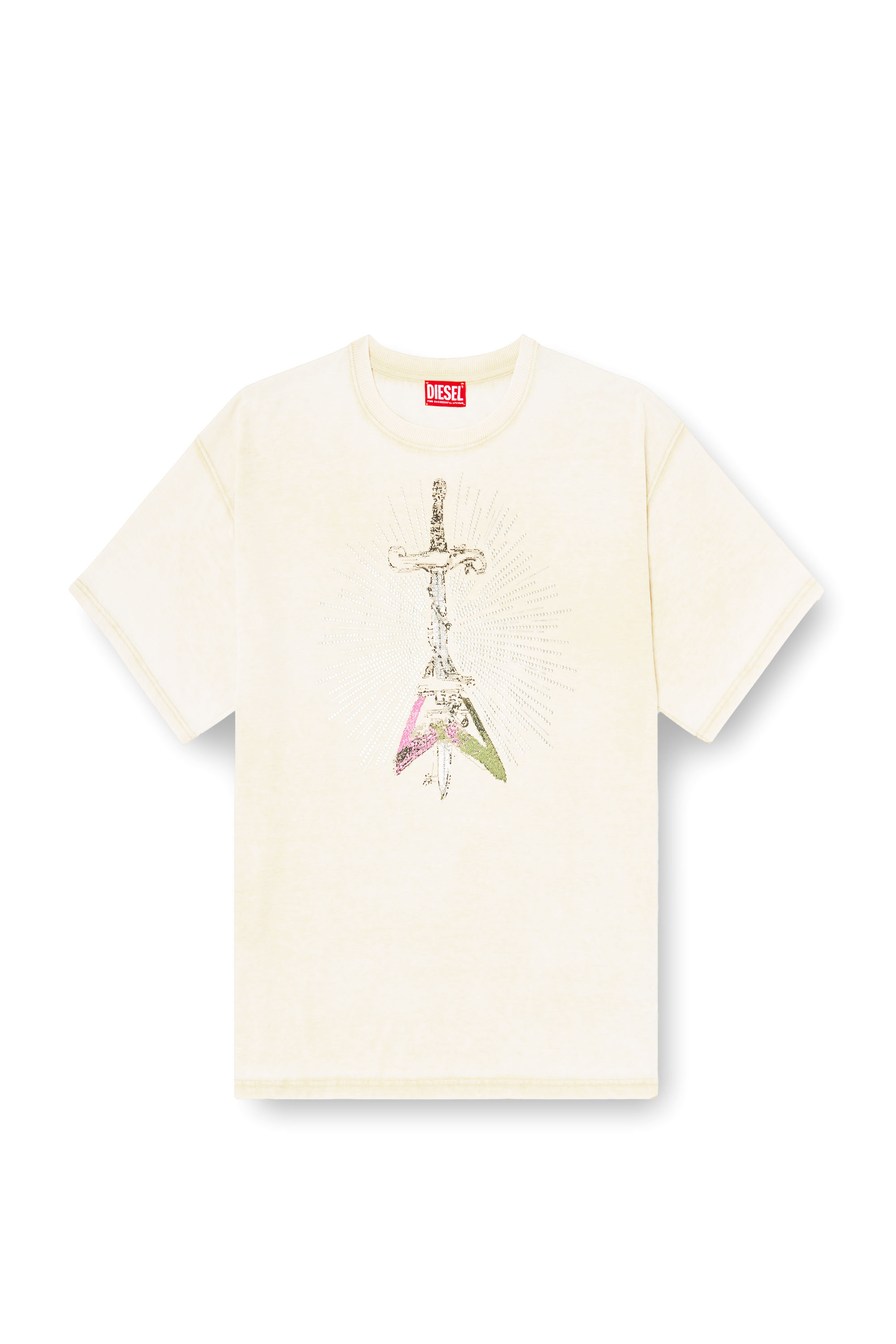 Diesel - T-BOXT-T18, T-shirt avec imprimé d'épée Homme in Beige - 3