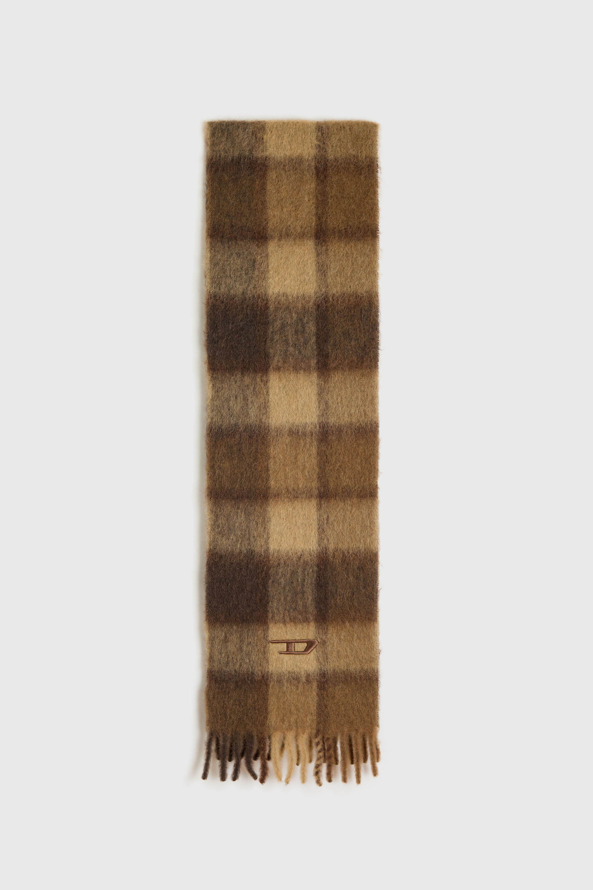 Diesel - S-IPON, &Eacute;charpe &agrave; carreaux en m&eacute;lange d'alpaga et de mohair Mixte in Marron - 1