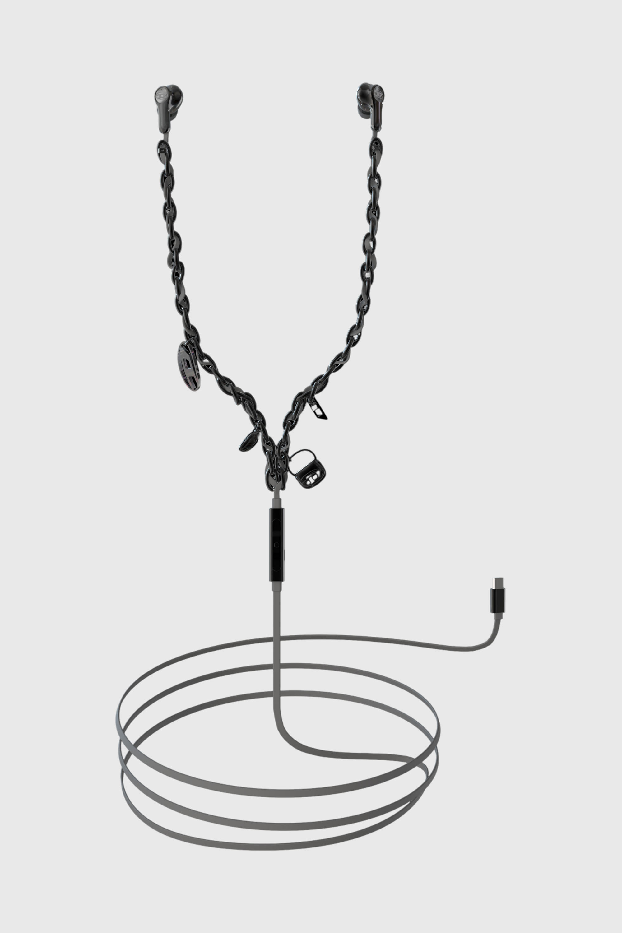 Diesel - 60686 WIRED EARBUDS WIRED EARBUDS, &Eacute;couteurs noirs filaires et charms Mixte in Noir - 1