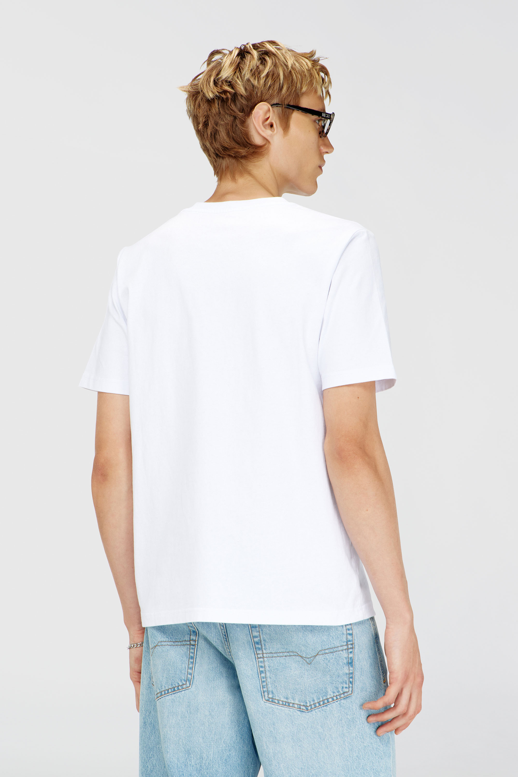 Diesel - T-JUST-APP-T92, T-shirt in cotone con stampa logo Diesel tono su tono Uomo in Bianco - 4