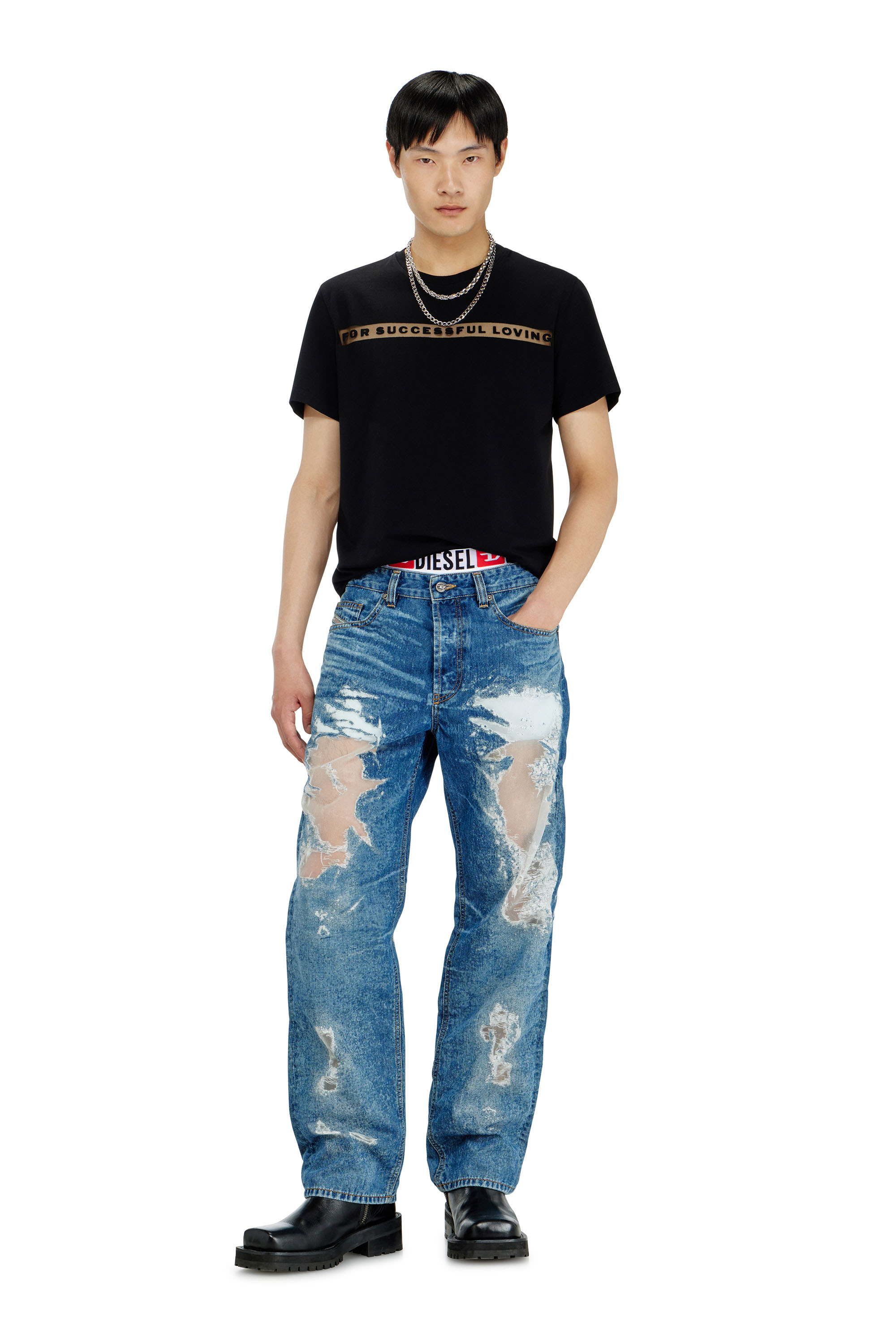 Diesel - PR-T-NOTS-CHI-R, T-shirt con logo For Successful Loving Unisex in Nero - 4