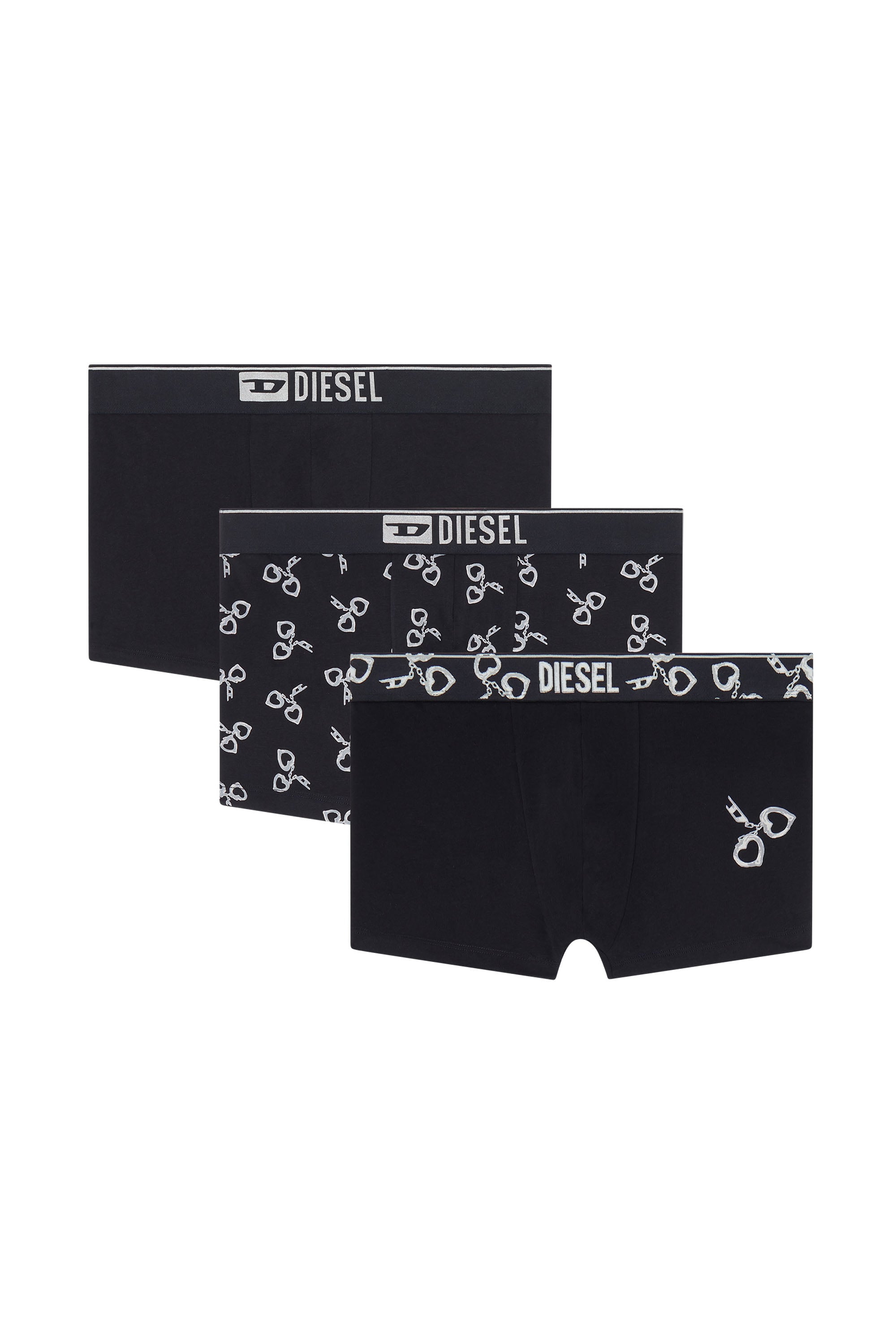 Diesel - DAMIEN-GFT-3PACK, Set da tre boxer lungo con motivo manette Uomo in Nero - 1