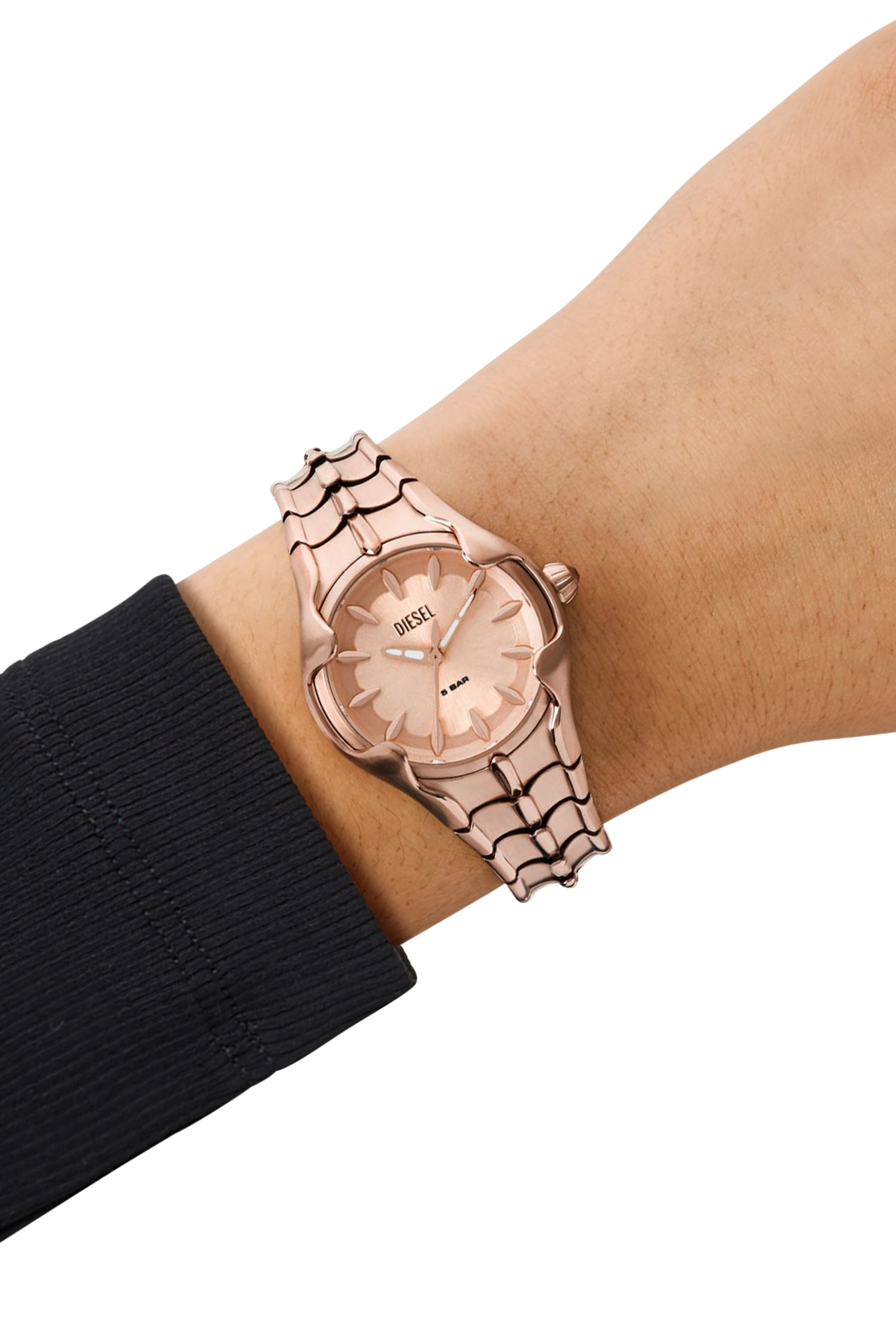 Diesel - DZ5604, Montre Vert à trois aiguilles en acier inoxydable rose or Femme in Rose - 4