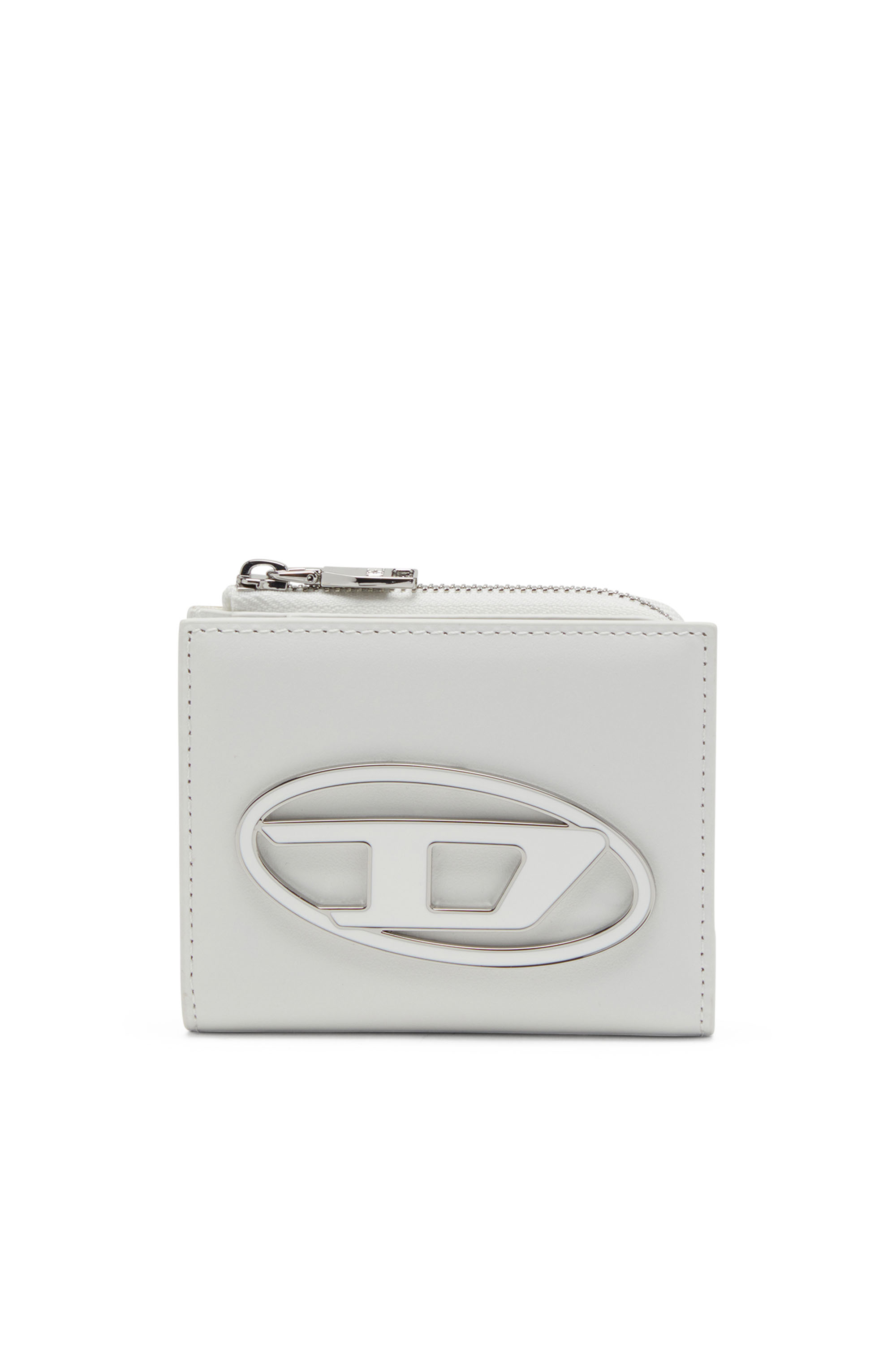 Diesel - 1DR CARD HOLDER ZIP L, Donna Portacarte a libro in nappa in Bianco - Image 1