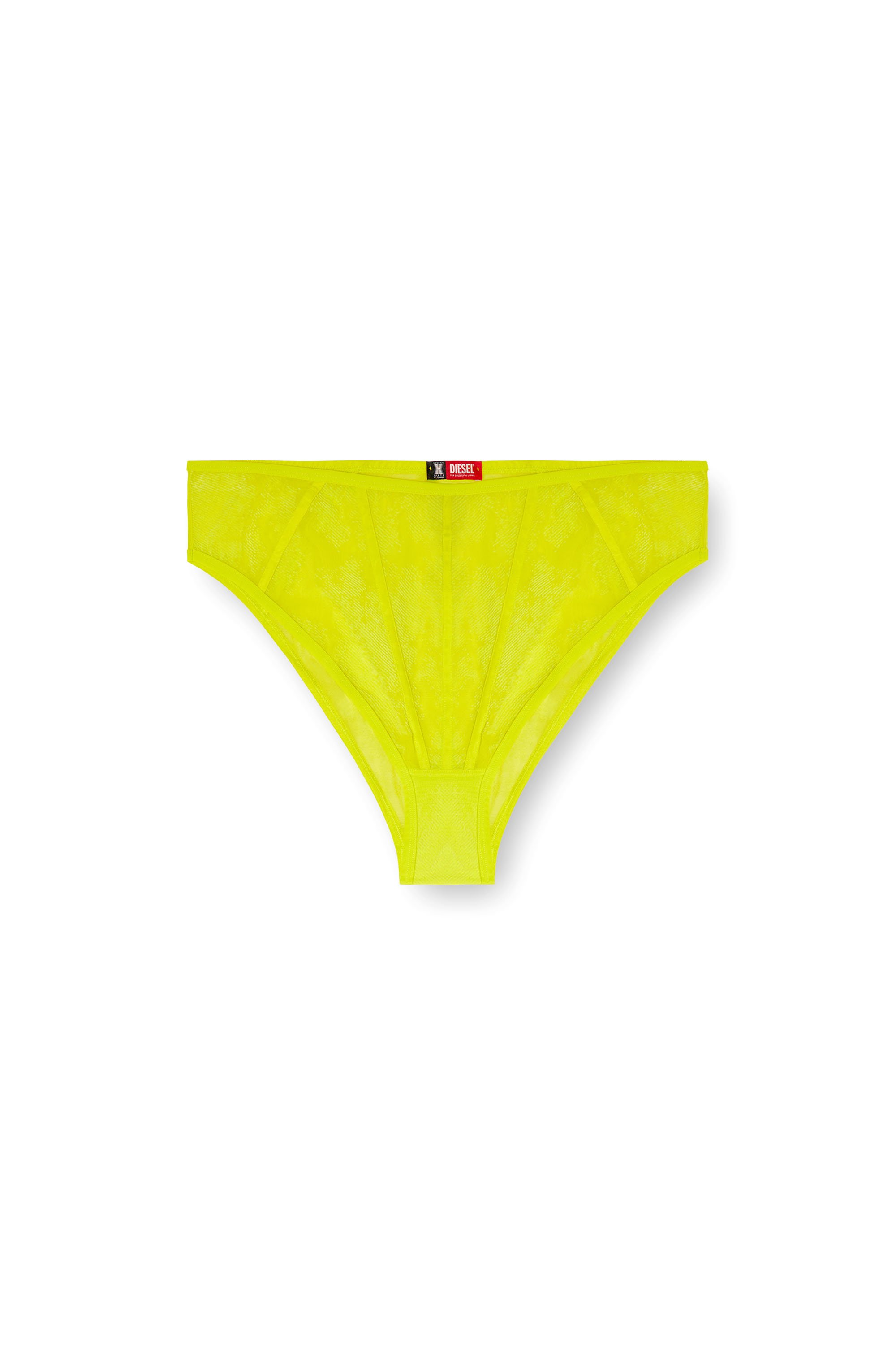 Diesel - C-MESH-HIGH-WAIST-BRIEF, Slip taille haute en résille floquée Femme in Vert - 4