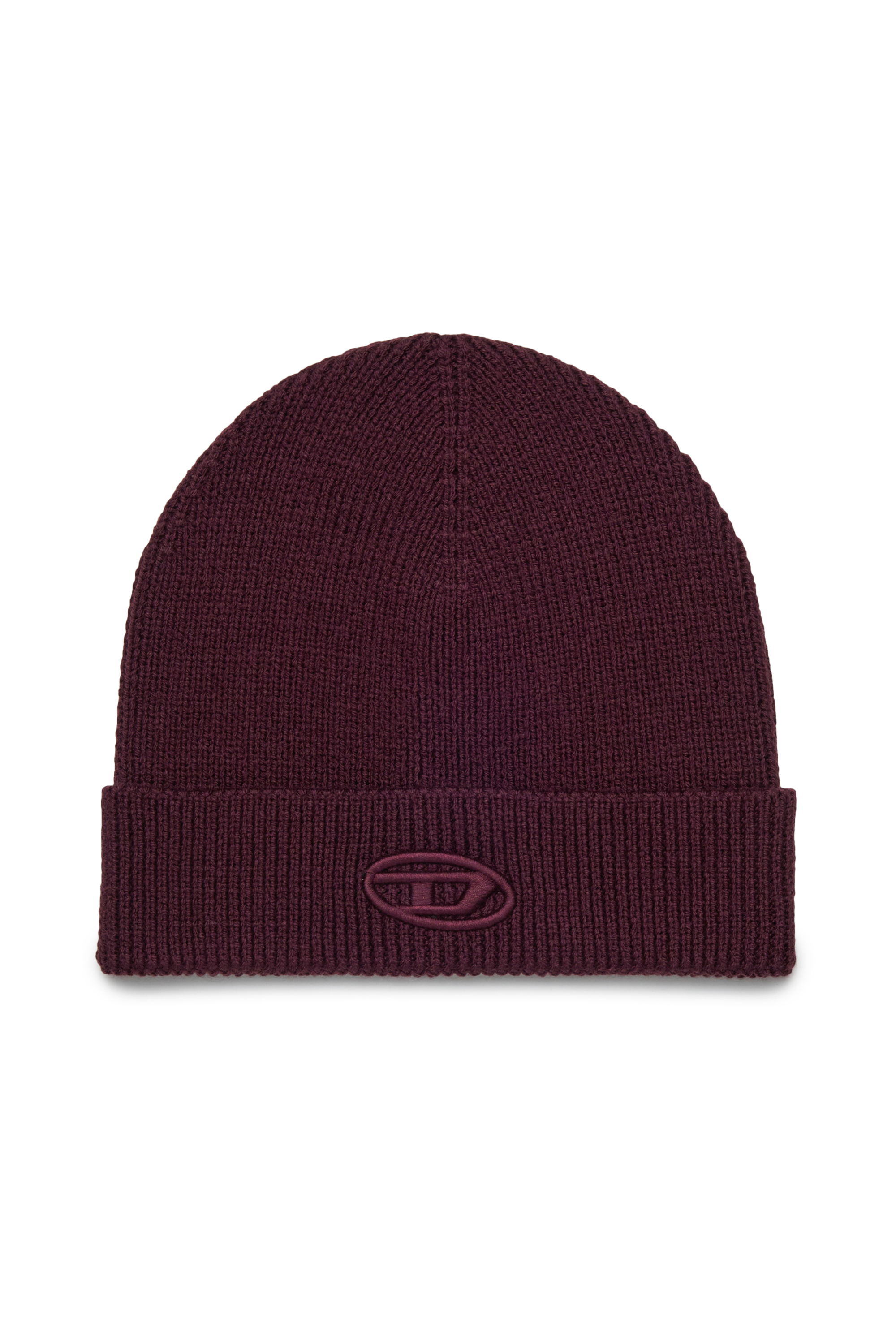 Diesel - FKCODERFULLYC, Unisex Wollmütze mit gesticktem Logo in Dunkelviolett - 1