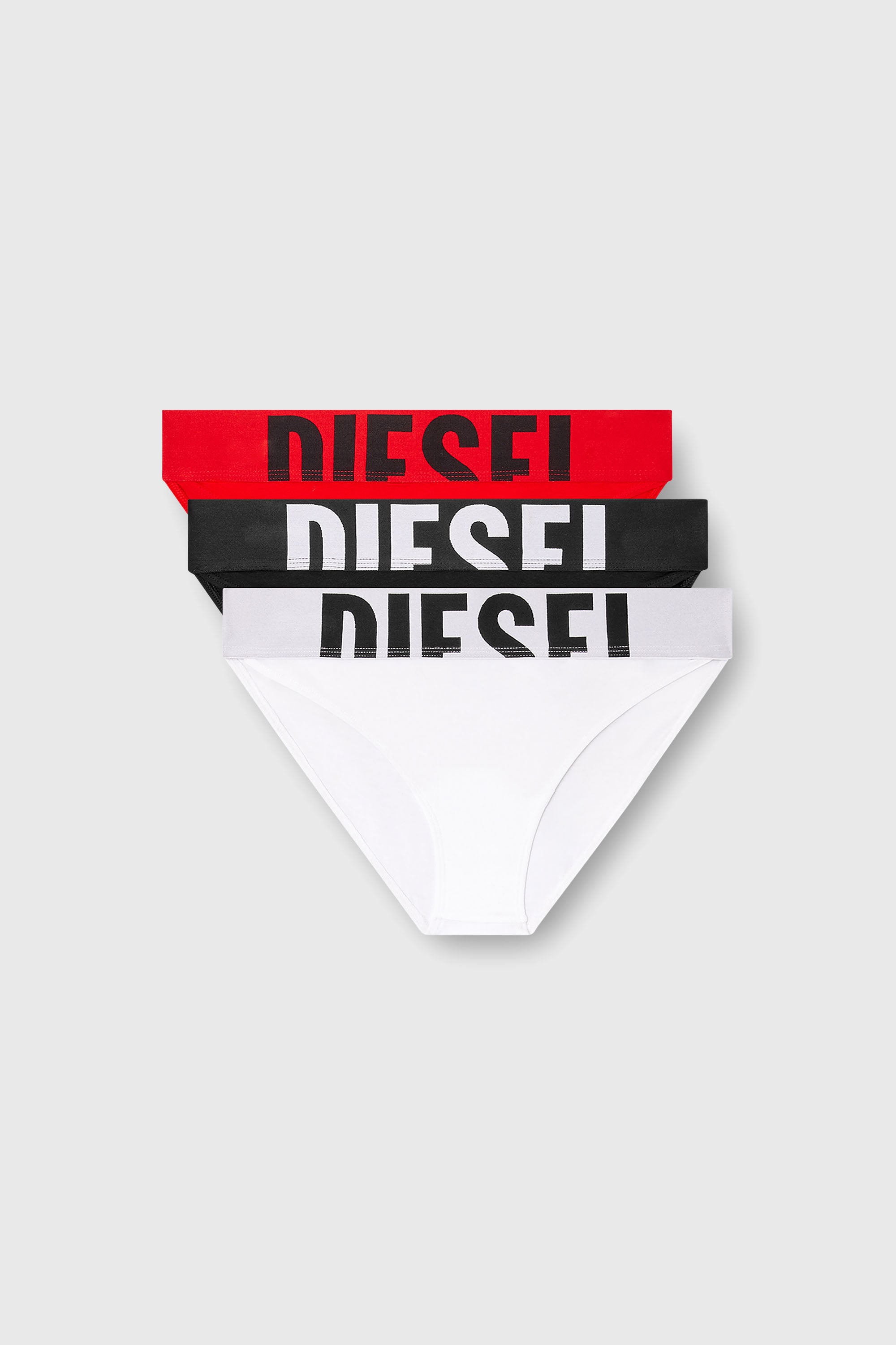 Diesel - LOLA-D-POP-3PACK, Damen Slips mit Cut-off-Logo im Dreierpack in Weiss/Rot - 1