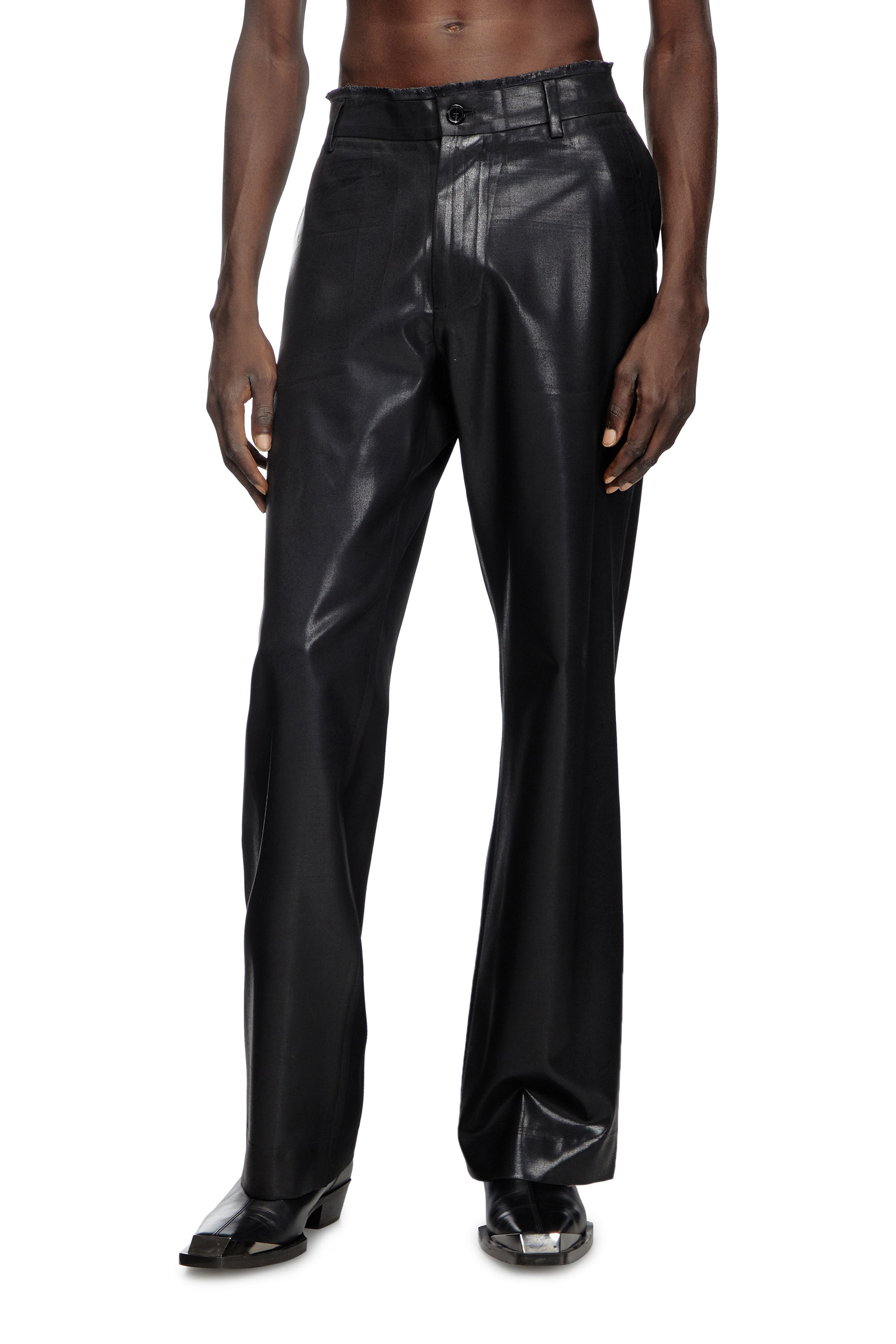 Diesel - P-KILEY-HEAV, Pantalon en Laine Fraîche avec taille bordée de denim Homme in Noir - 1