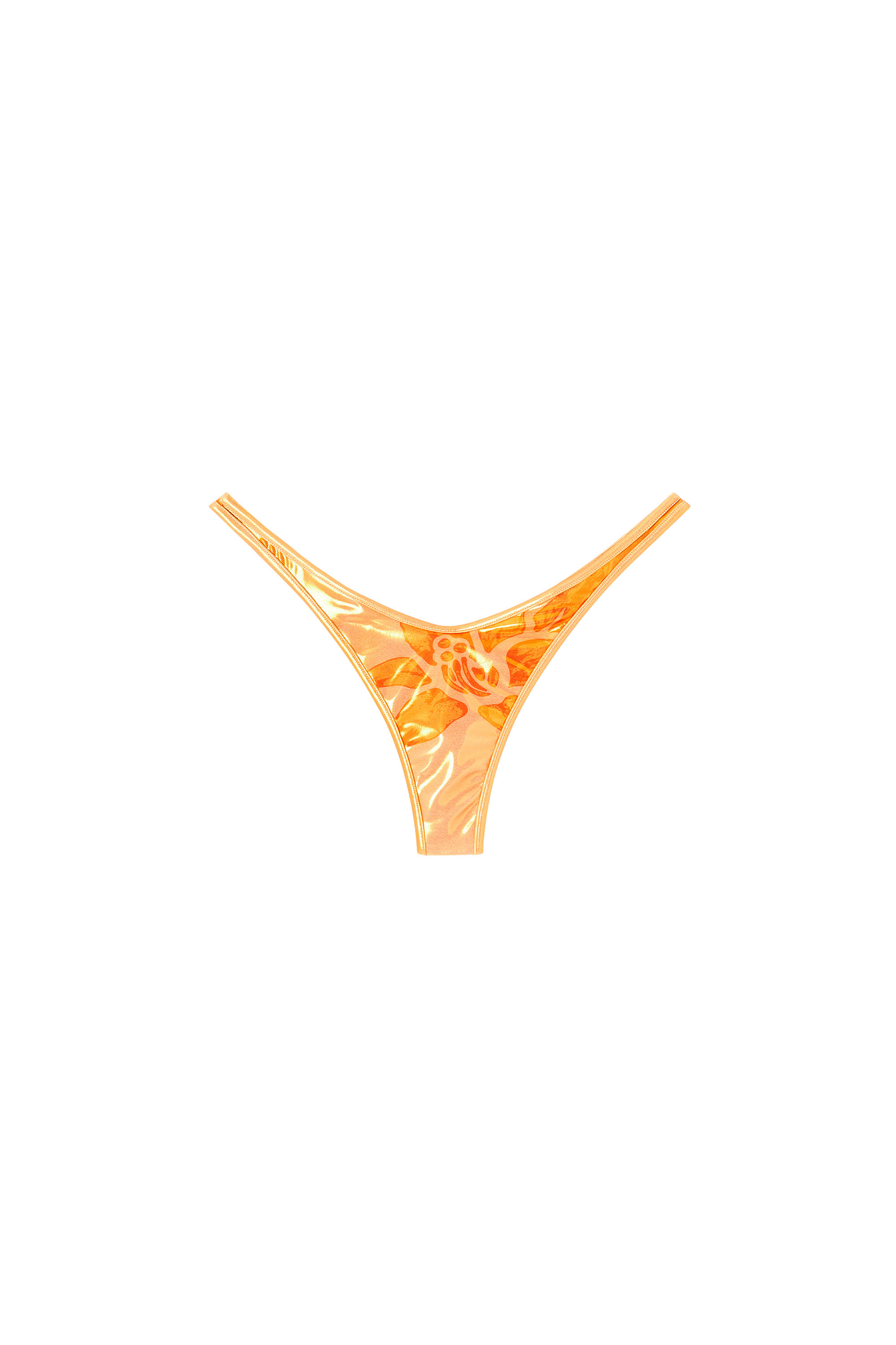 Diesel - MICRO-PUNCHY-D-CORE, String tanga métallisé à imprimé lotus Femme in Orange - 4