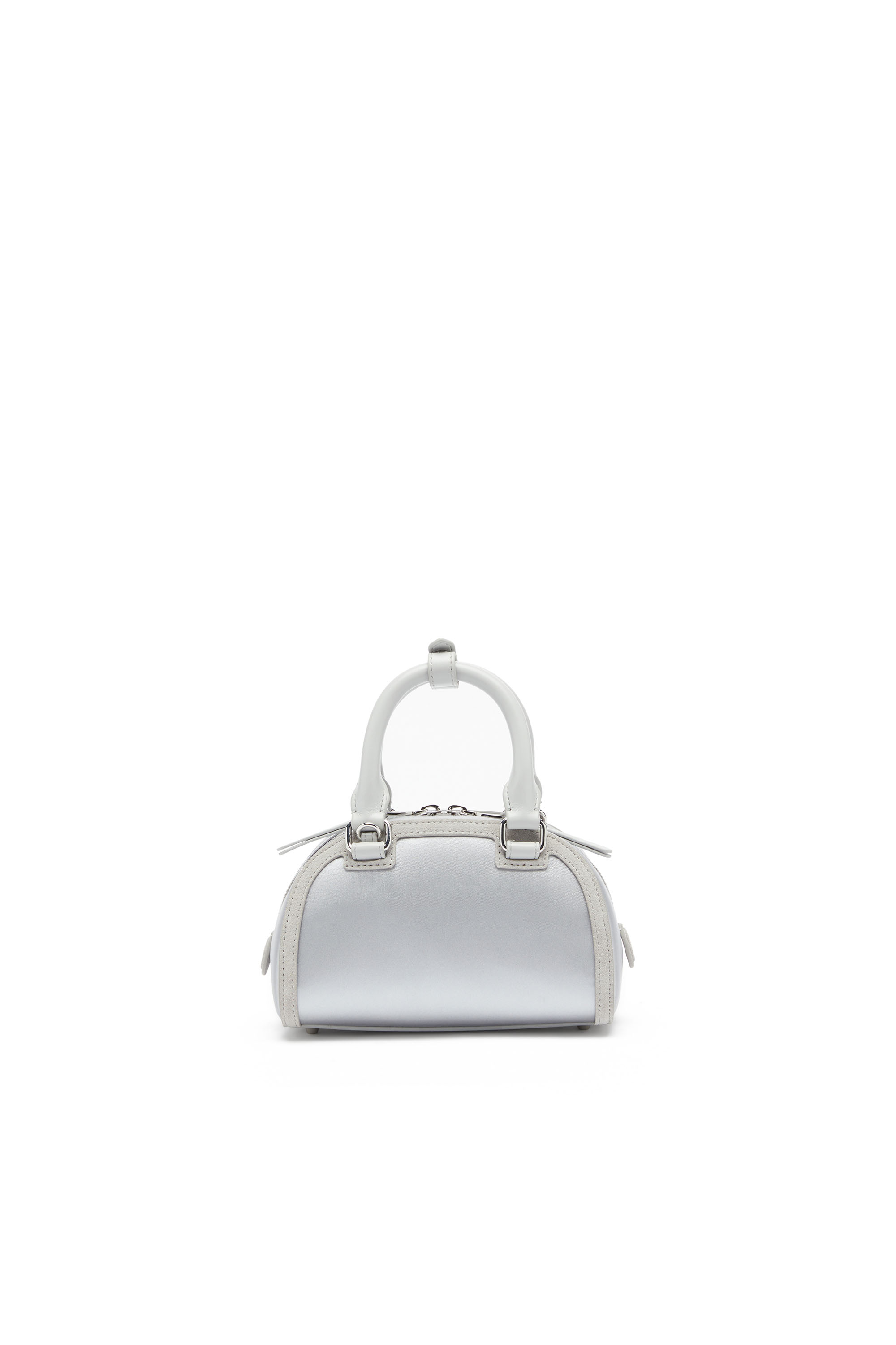 Diesel - 1DR DOME CROSSBODY, Damen 1DR Dome - Mini-Umh&auml;ngetasche aus Satin und Velours in Silber - 3