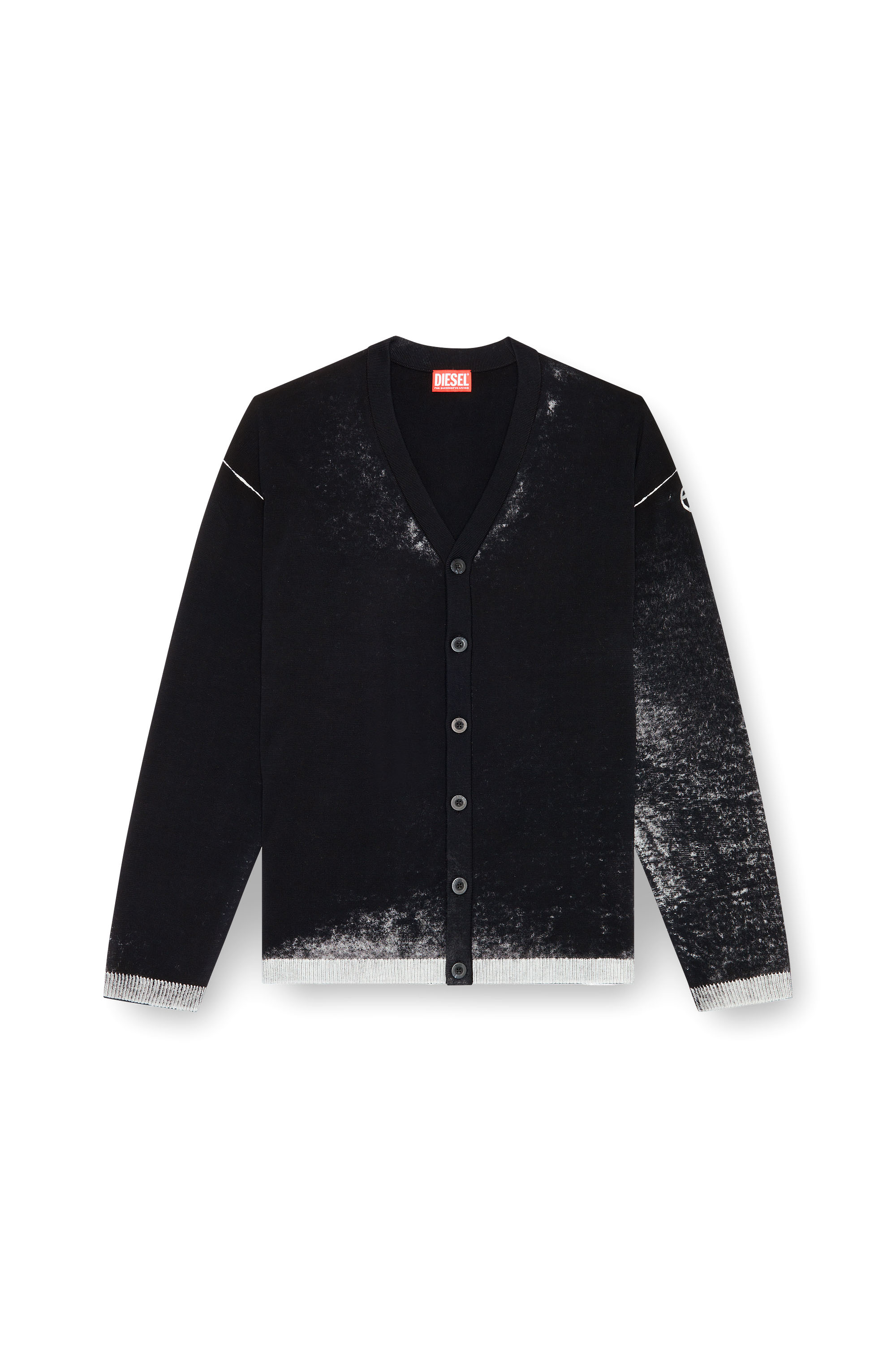 Diesel - K-LARENCE-CARDIGAN-B, Cardigan in cotone con stampa al contrario Uomo in Nero - 3