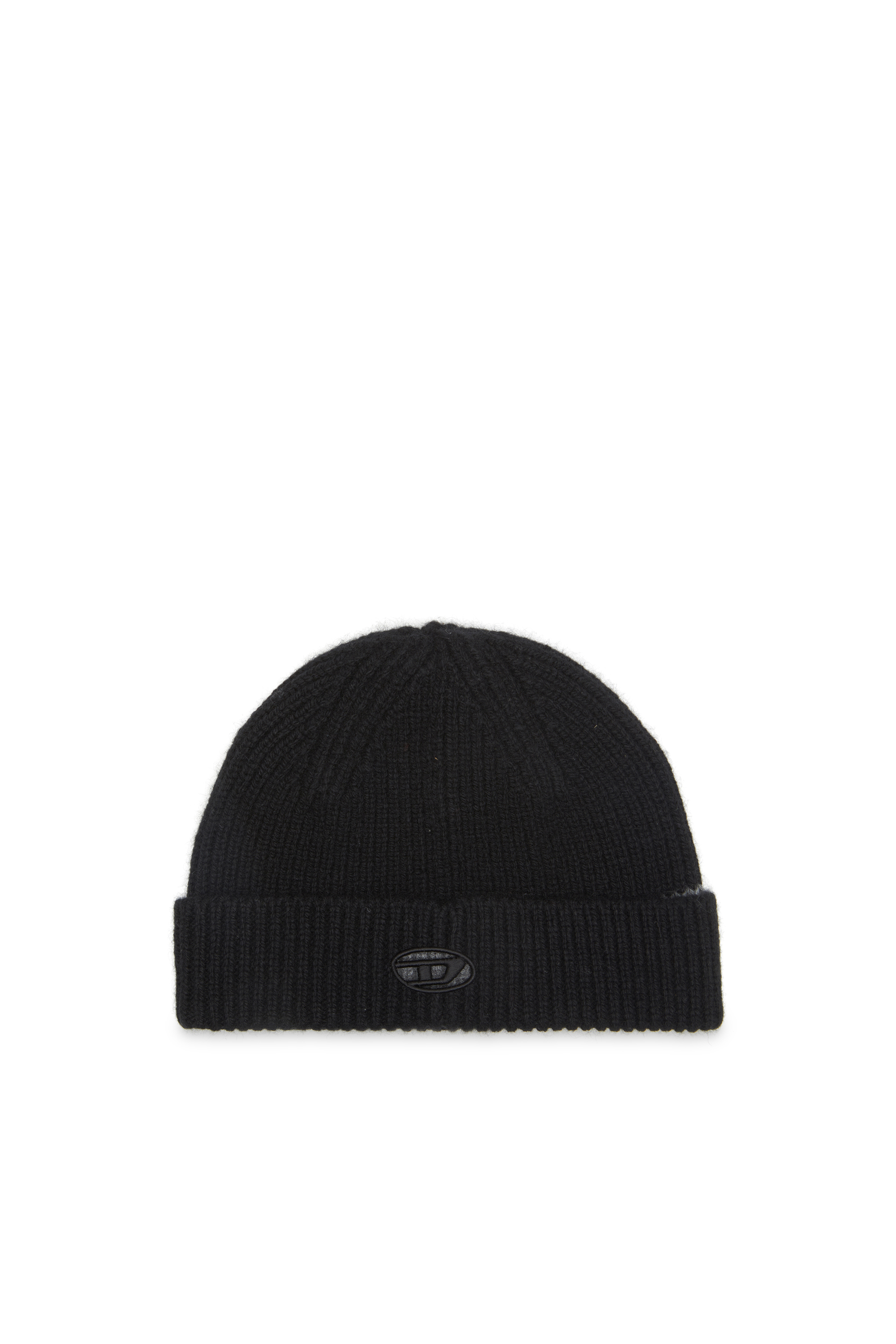 Diesel - K-ARAC, Beanie a coste con Oval D cut-out Unisex in Nero - 1