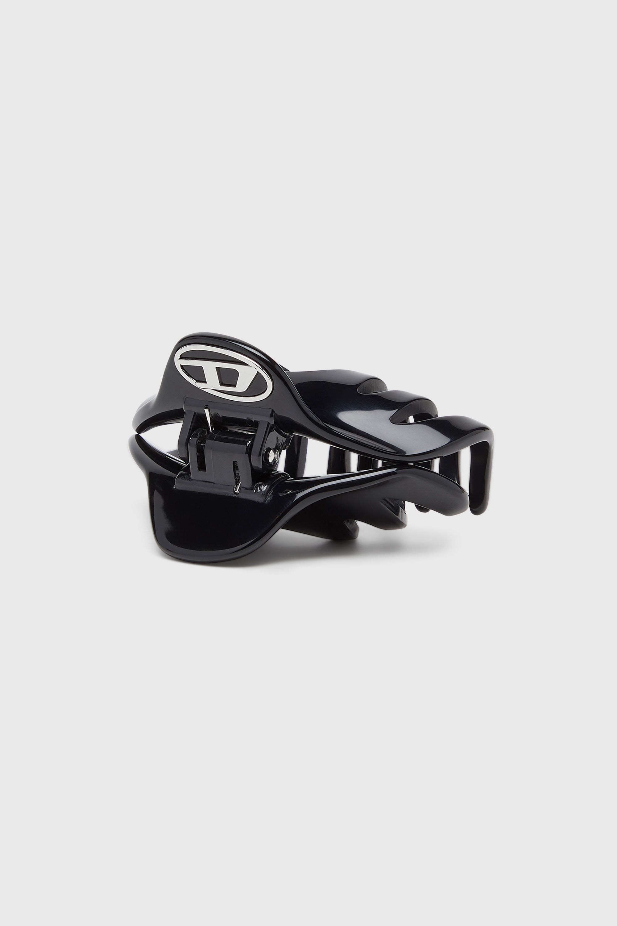Diesel - TALON CLIP, Barrette en r&eacute;sine avec logo Oval D Femme in Noir - 1