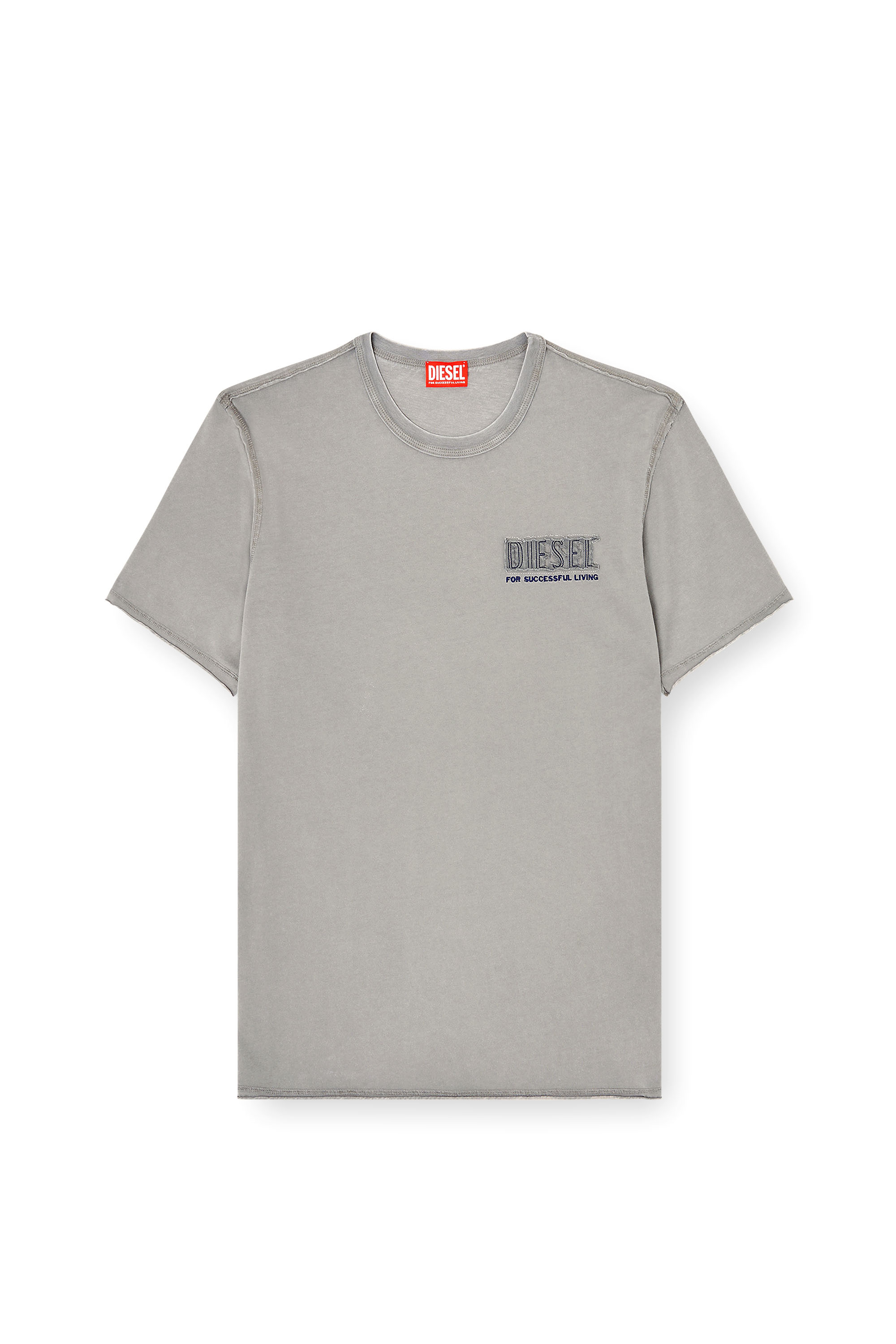 Diesel - T-RAWJUST-V1, T-shirt délavée à l'acide avec bords bruts Homme in Gris - 2