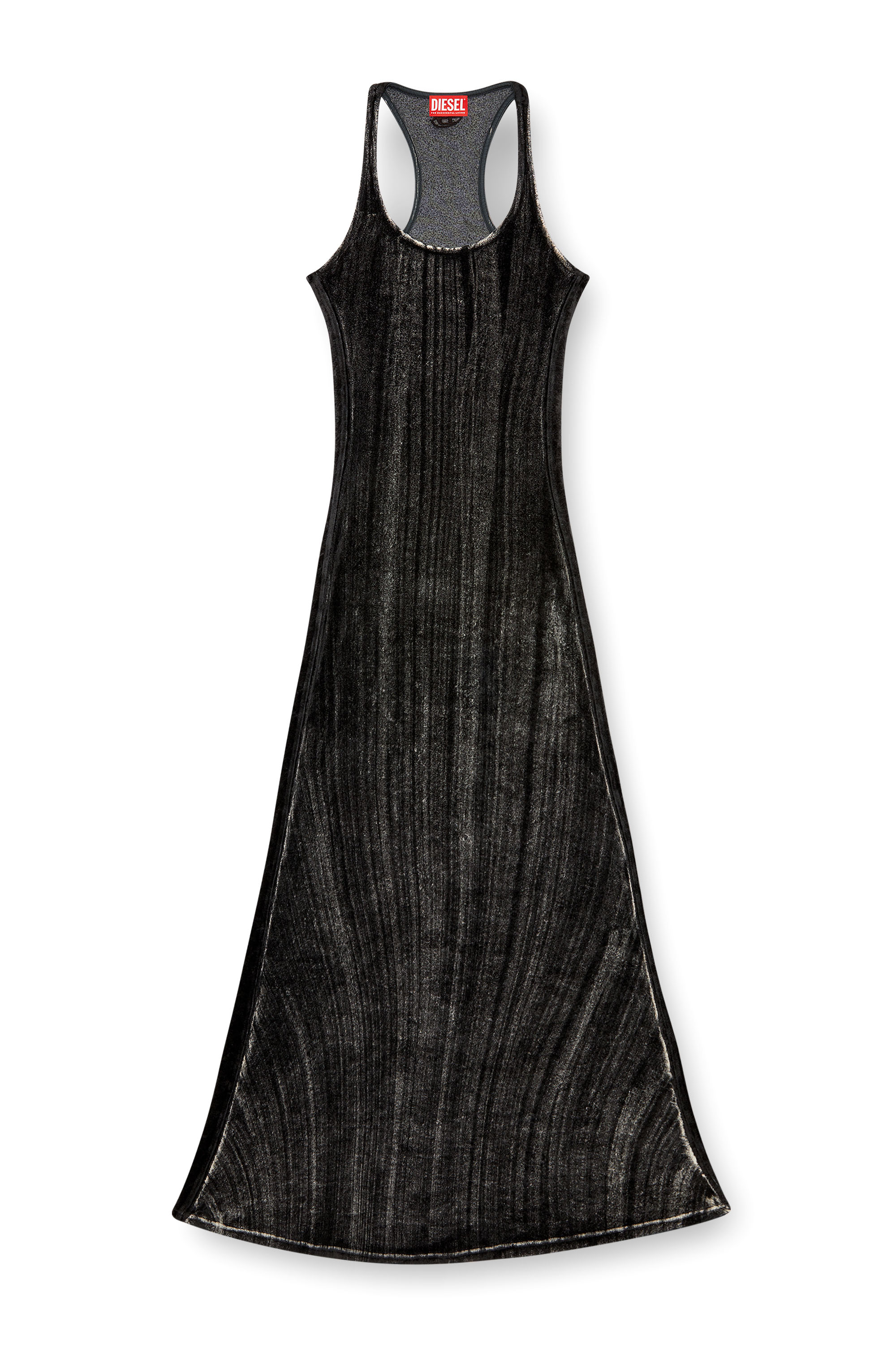 Diesel - D-VOG, Femme Robe longue en chenille avec dos échancré in Noir - Image 4