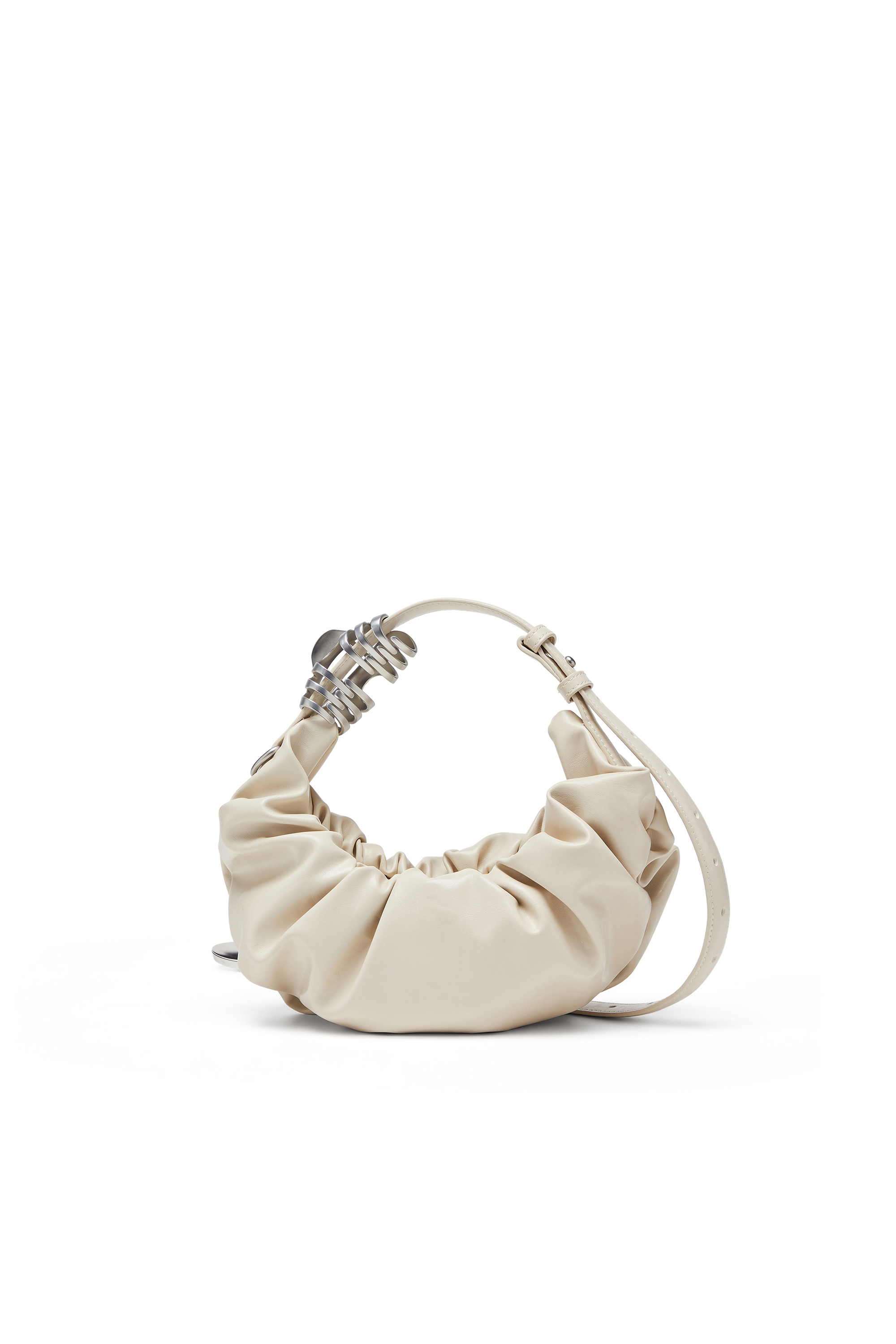 Diesel - GRAB-D HOBO S, Damen Grab-D-Small Hobo-Tasche mit gerafftem Design in Wei&szlig; - 2