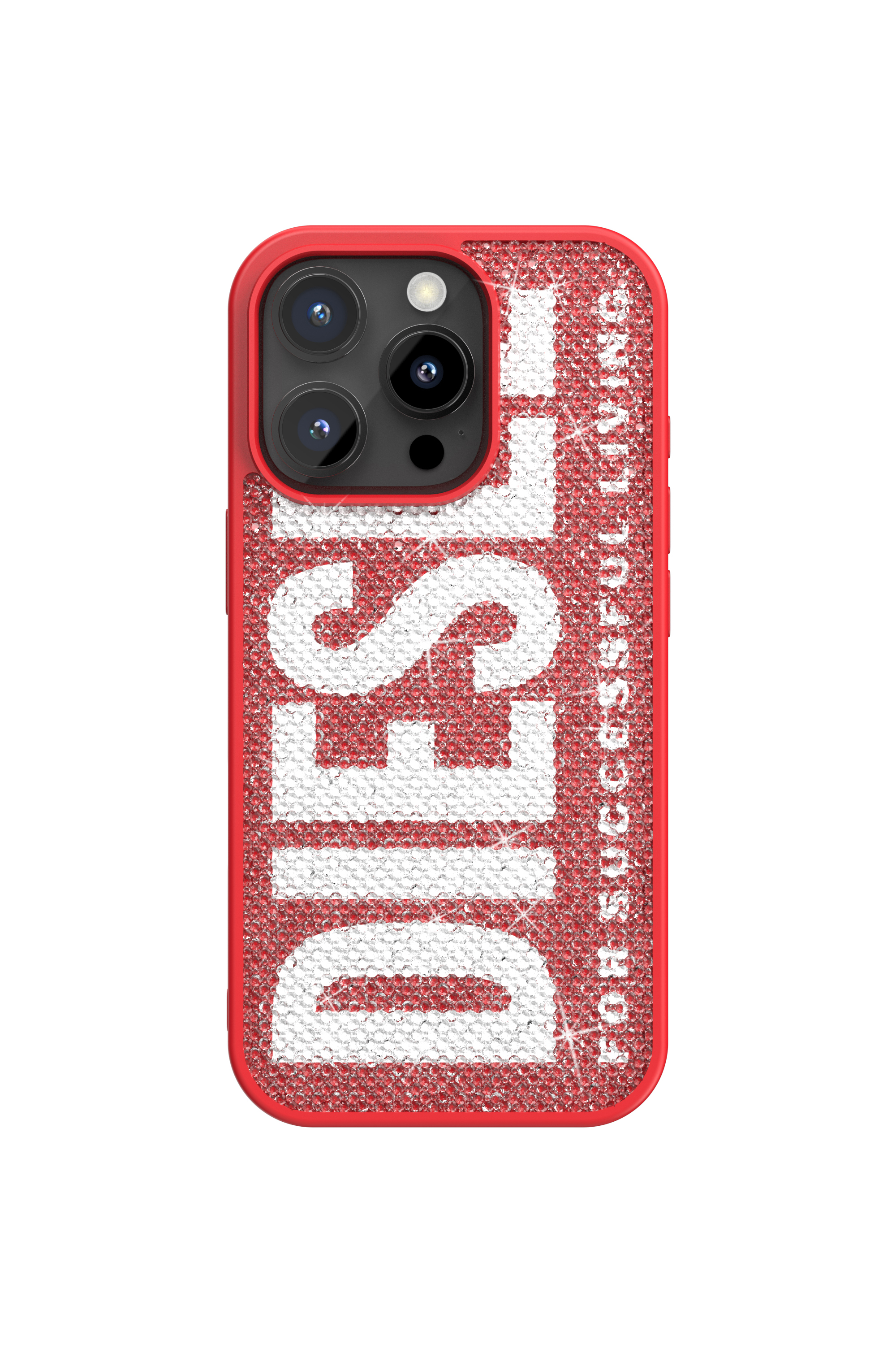 Diesel - 60188 MOULDED CASE, Coque en cristal Swarovski pour l'iP 16 Pro Mixte in Rouge - 2