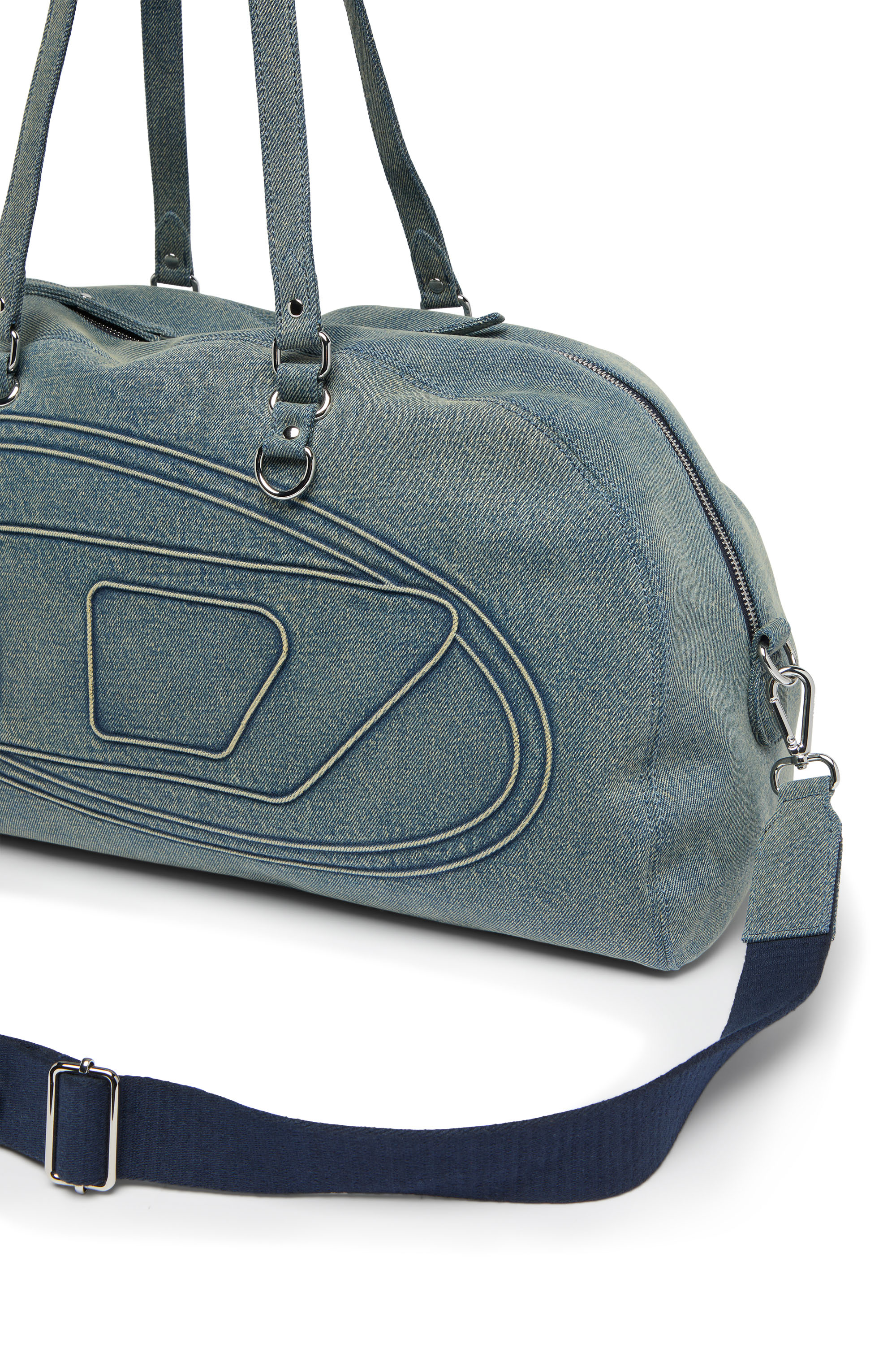 Diesel - 1DR DOME SOFT DUFFLE XL, 1DR Dome-Sac polochon en denim avec logo Oval D Mixte in Bleu - 6