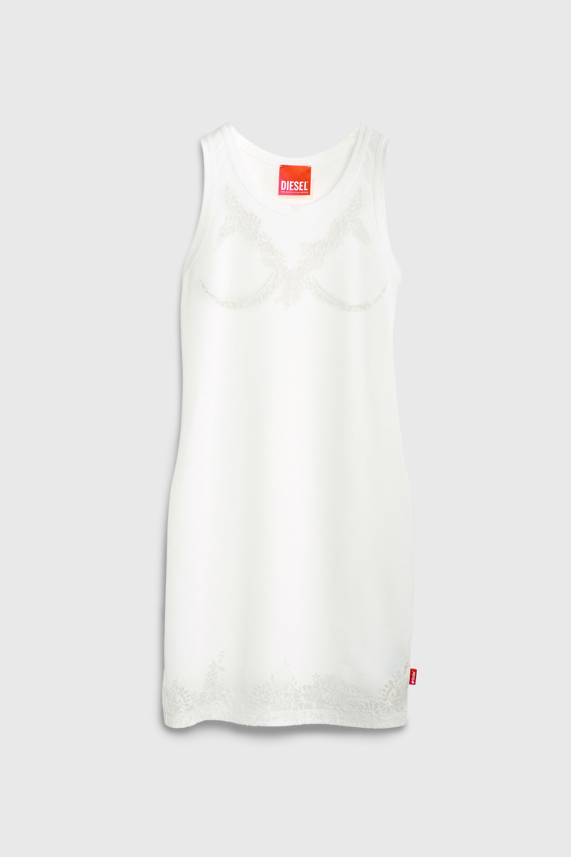 Diesel - PR-D-ANKI-LACE-R, Robe mini tank effet dentelle d&eacute;vor&eacute;e Femme in Blanc - 2