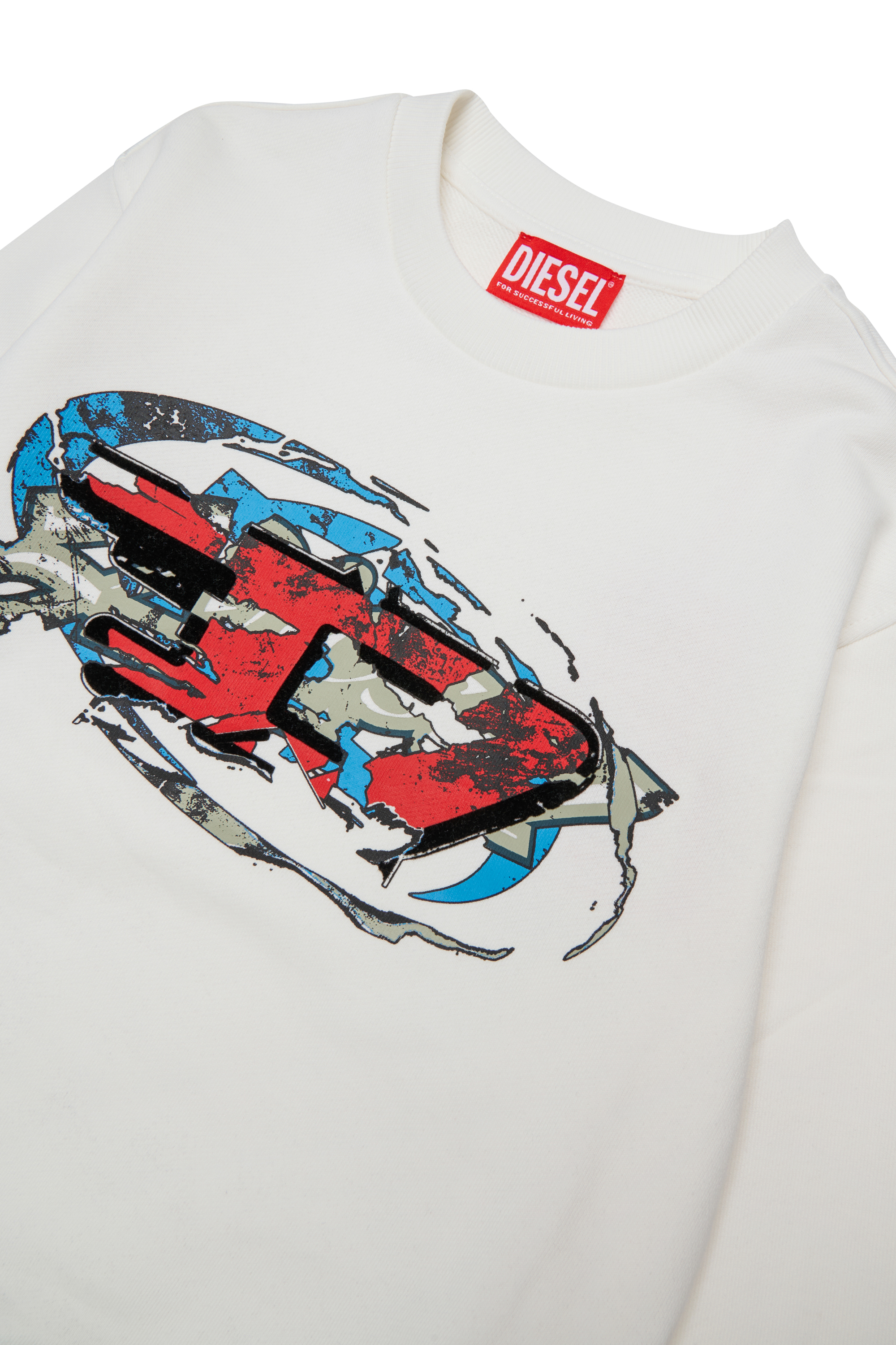 Diesel - SCRAP OVER, Felpa con stampa grafica Oval D Uomo in Bianco - 3