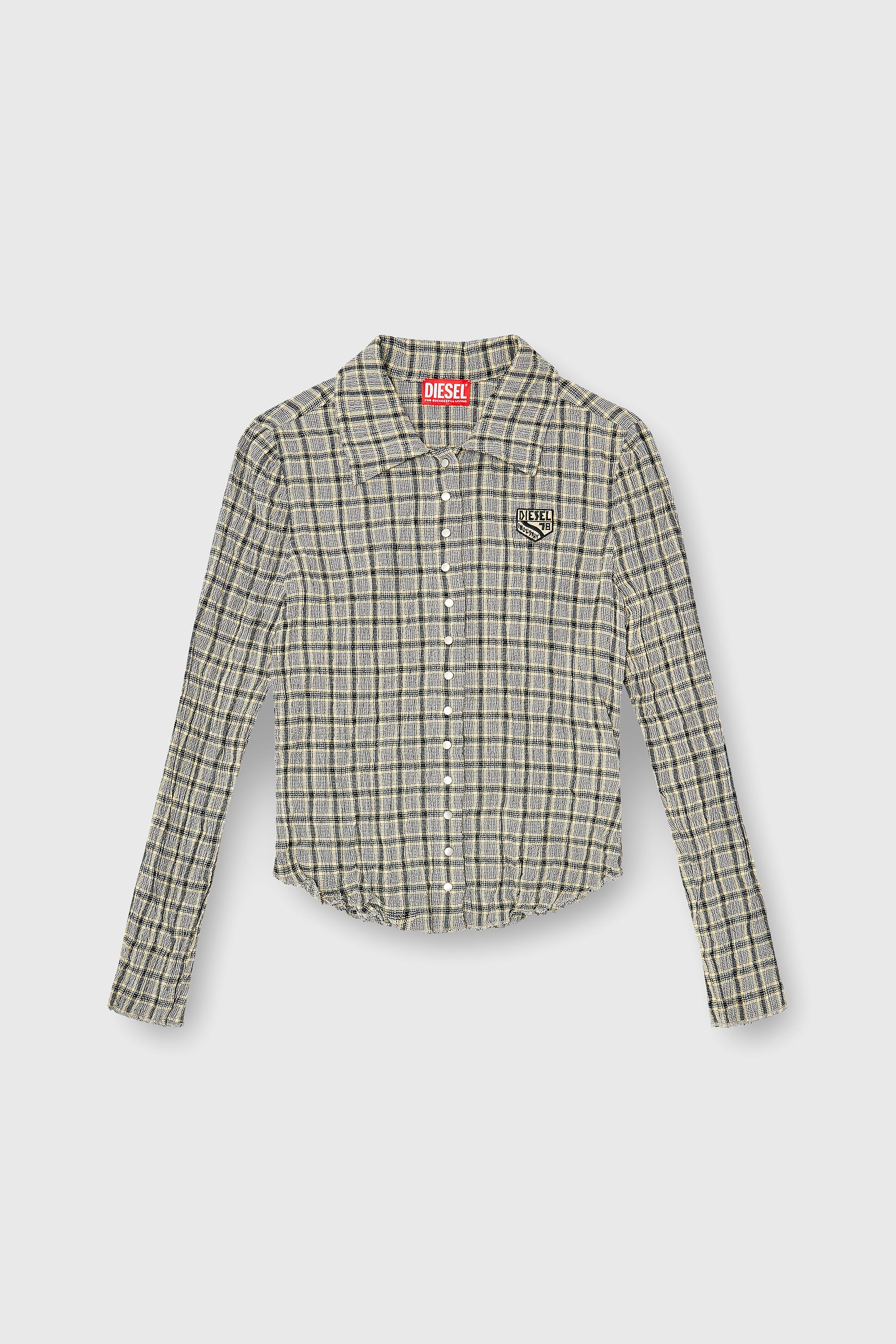 Diesel - C-ARRILON, Woman's Check shirt with seersucker effect in Grey - 2