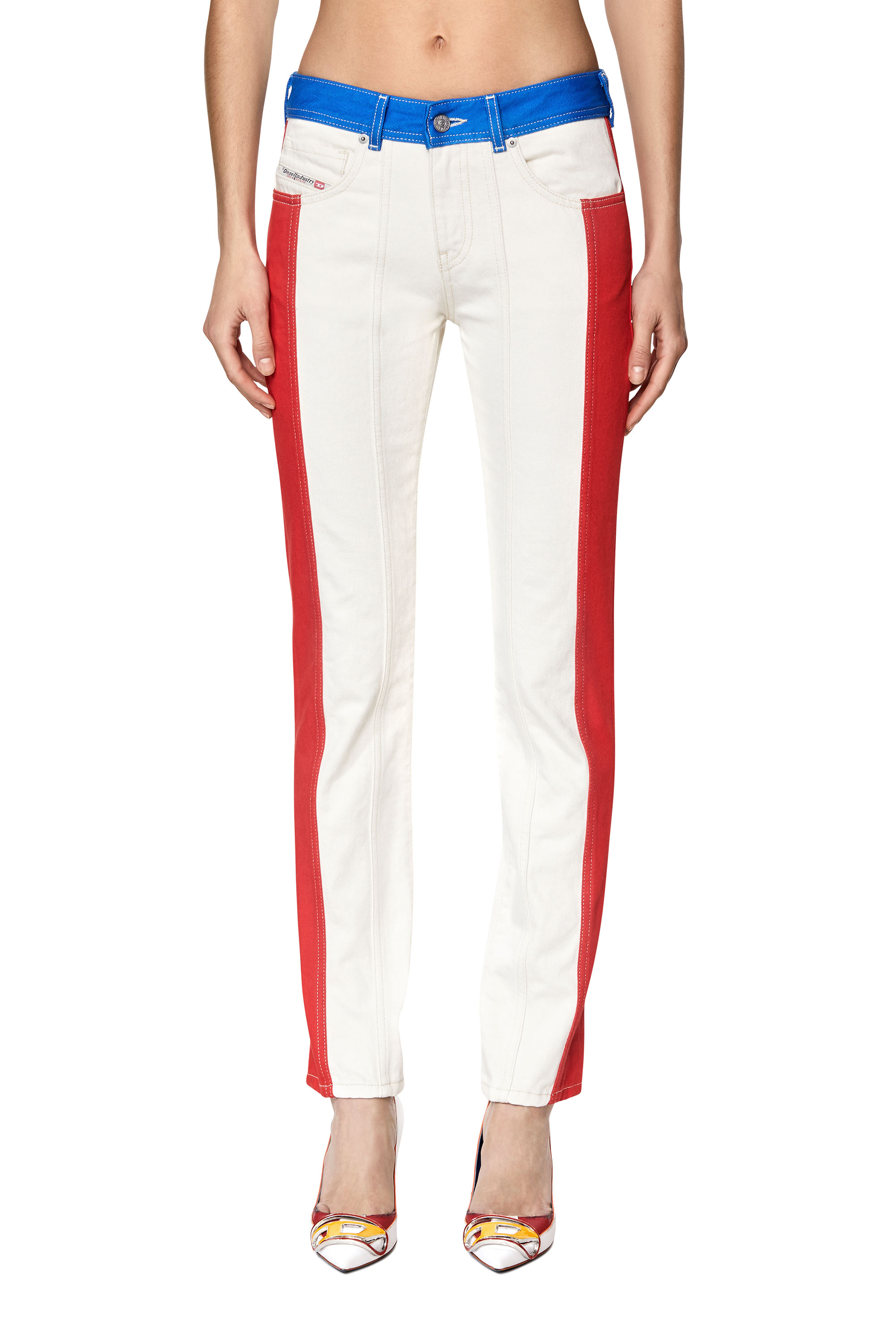 Diesel - 2002 0EIAR Straight Jeans, Bianco/Rosso - Image 1
