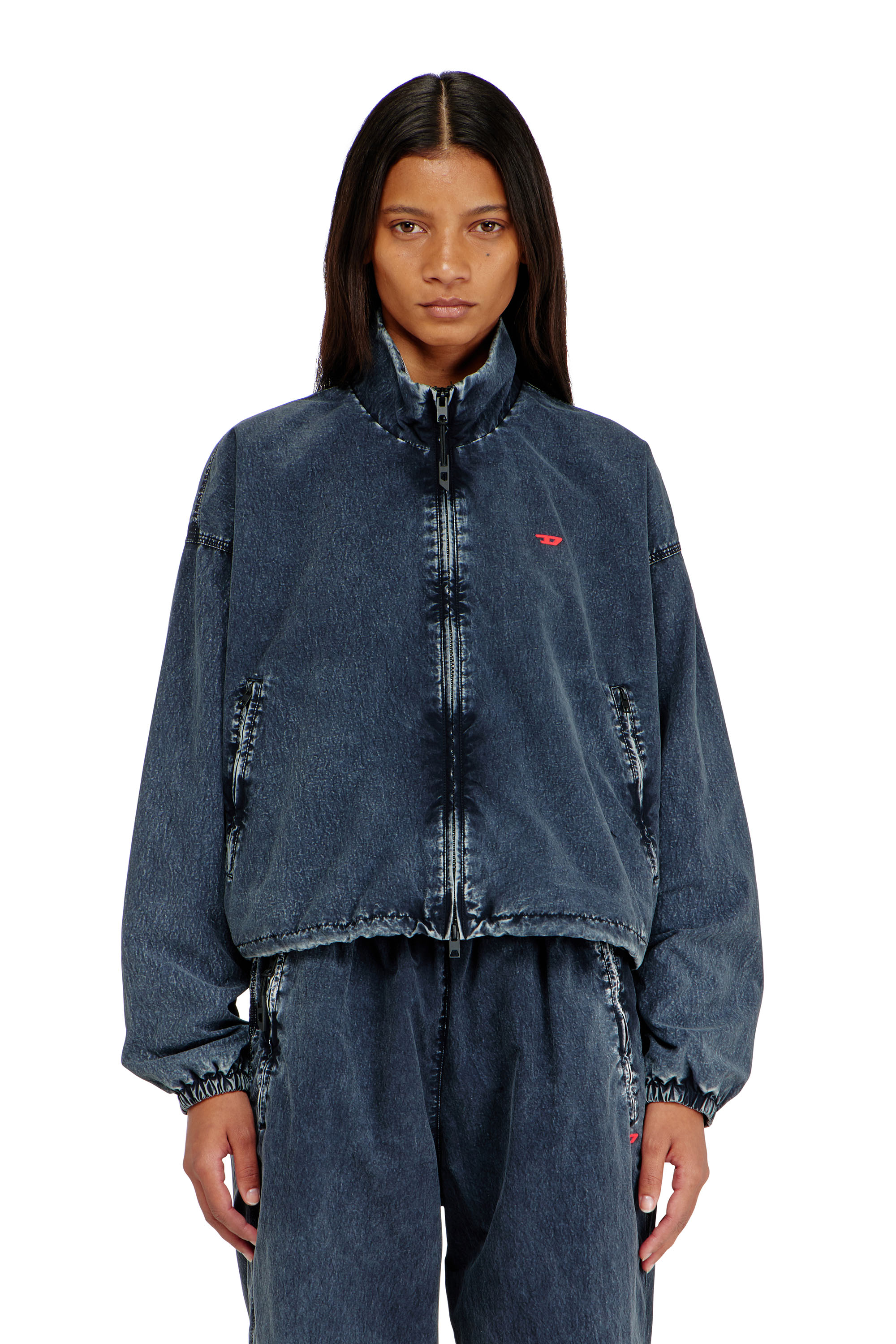 Diesel - G-LEAMER, Giacca windbreaker in taslan acid-wash Donna in Blu - 1