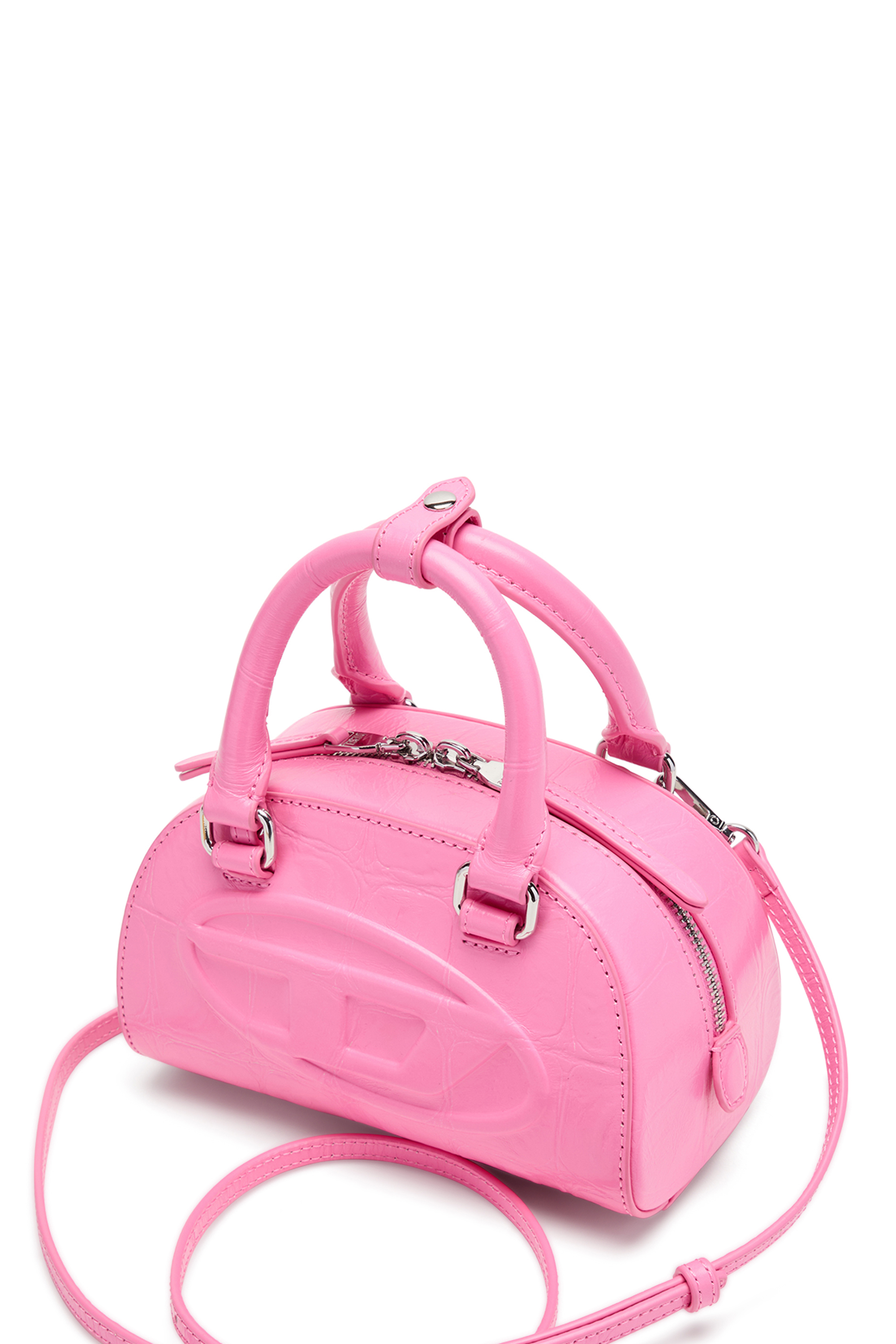 Diesel - 1DR DOME CROSSBODY, 1DR Dome-Borsa bowling mini in pelle effetto coccodrillo Donna in Rosa - 3