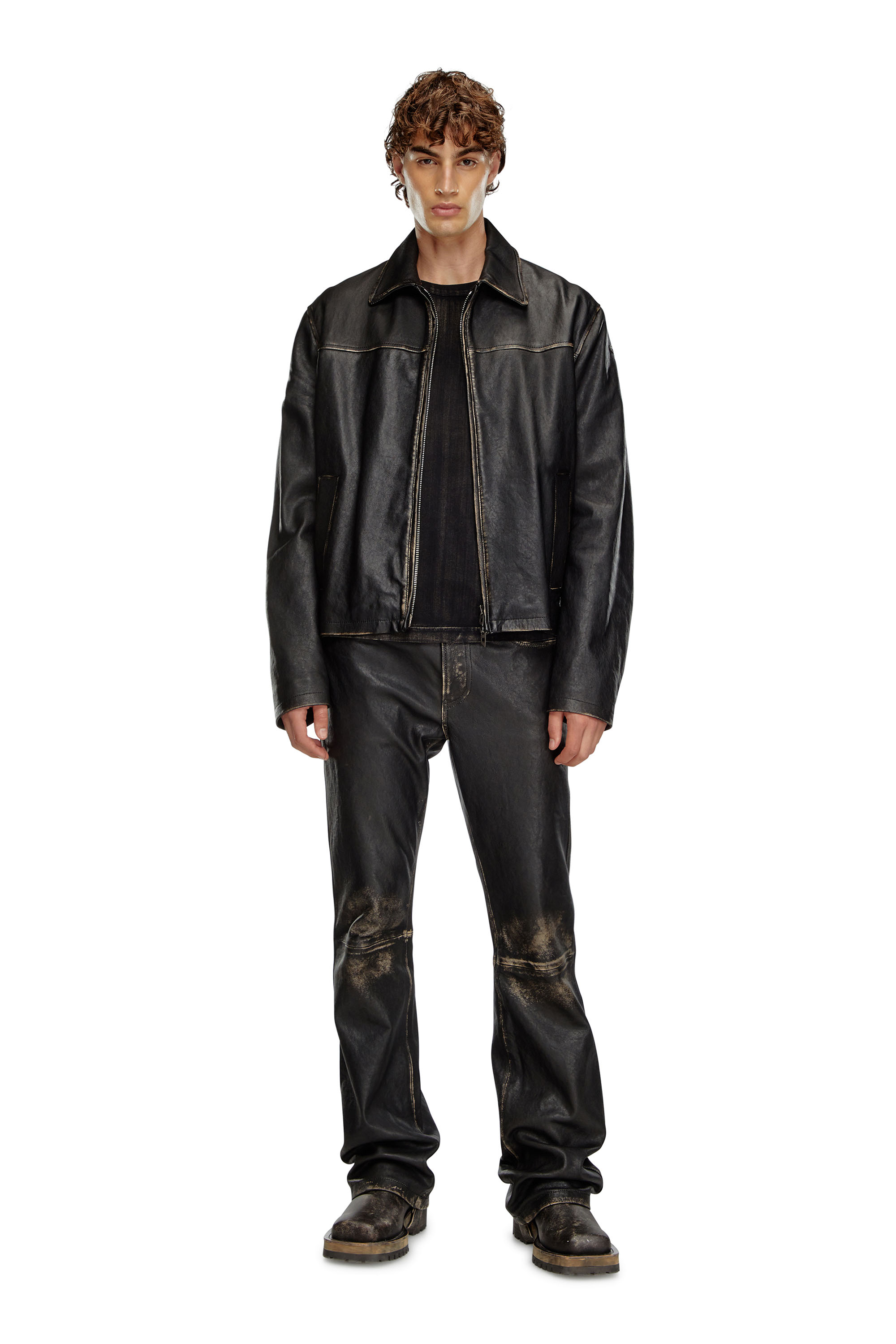 Diesel - L-BLIXIA, Man Distressed leather jacket in Black - Image 2