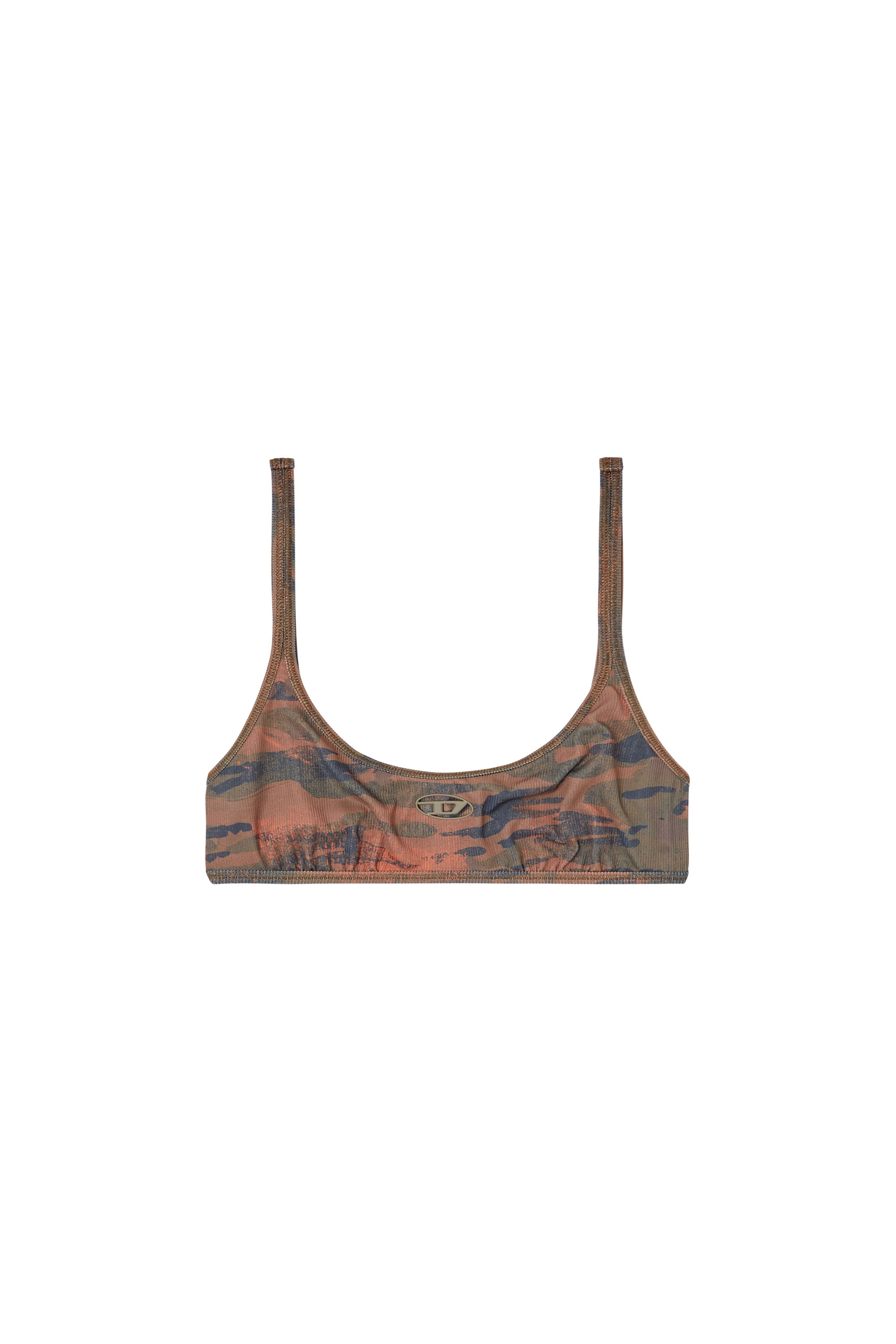 Diesel - UT-BRA-TOP-UTLT, Top bikini camouflage con logo cut-out Donna in Marrone - 4