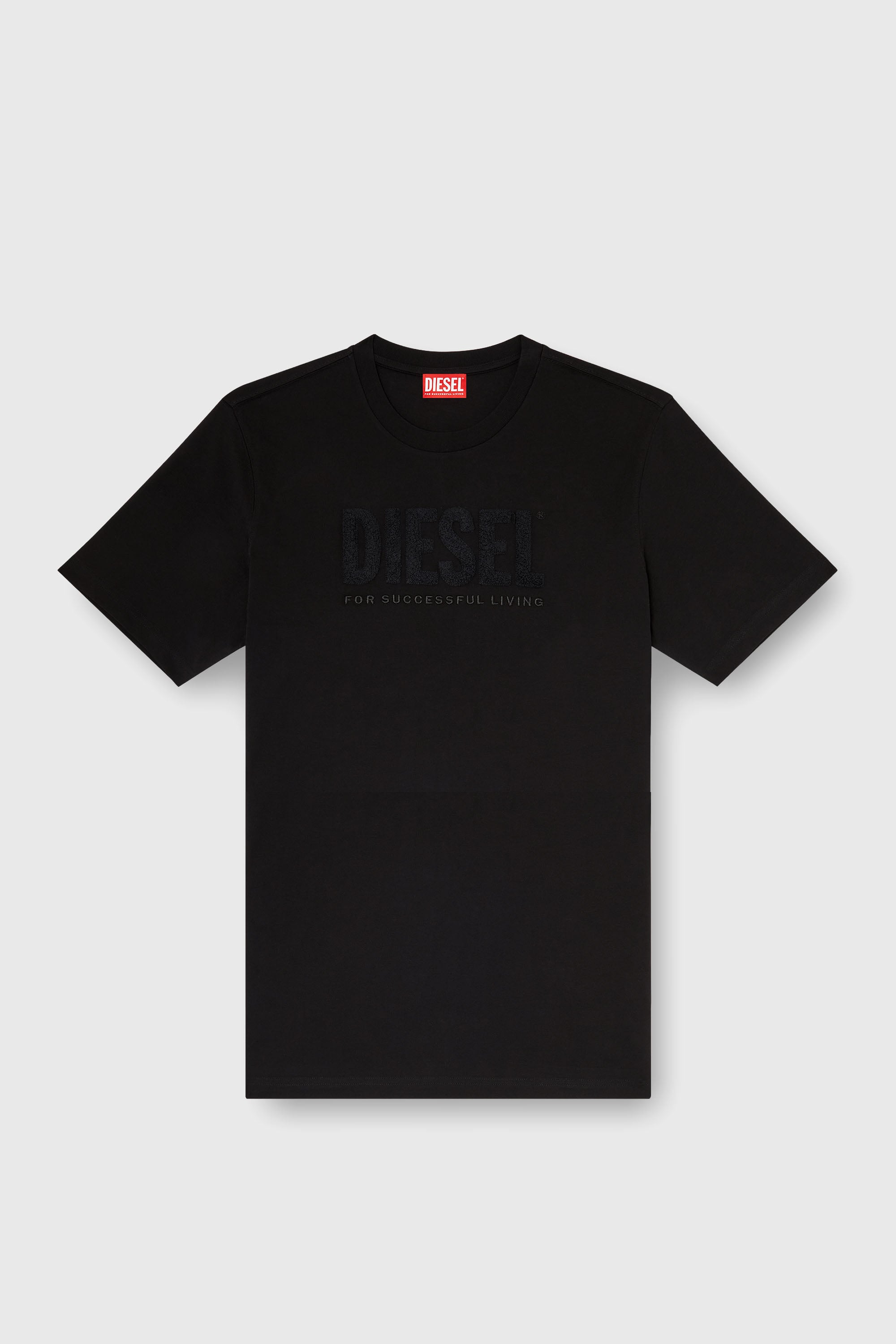 Diesel - T-JUST-OVA-T92, T-shirt in cotone con stampa logo Diesel tono su tono Uomo in Nero - 2