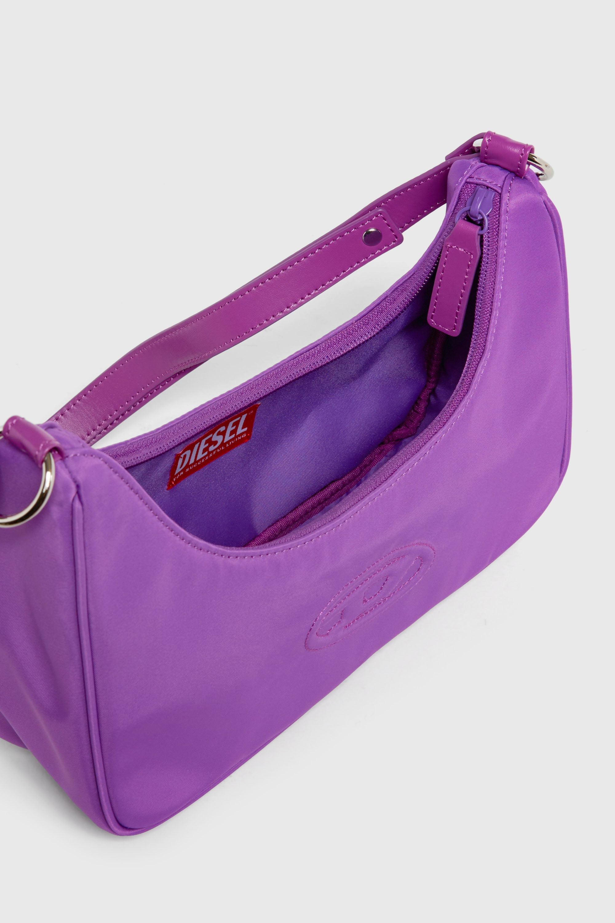 Diesel - WUNSY, WUNSY - Sac bandouli&egrave;re en nylon avec logo Oval D Femme in Violet - 4