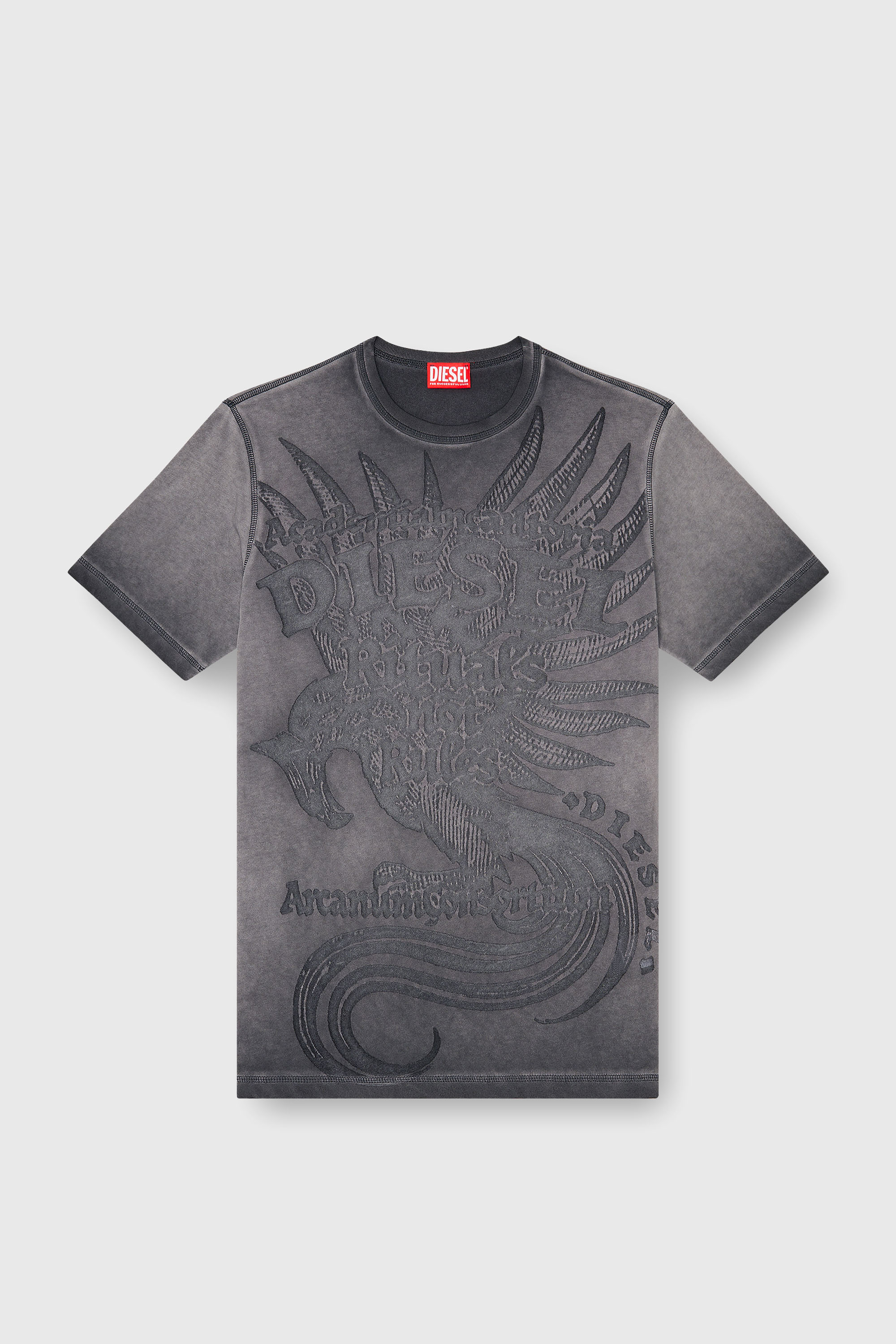 Diesel - T-RAWJUST-AA1, T-shirt in jersey con grafica in rilievo Uomo in Grigio - 2