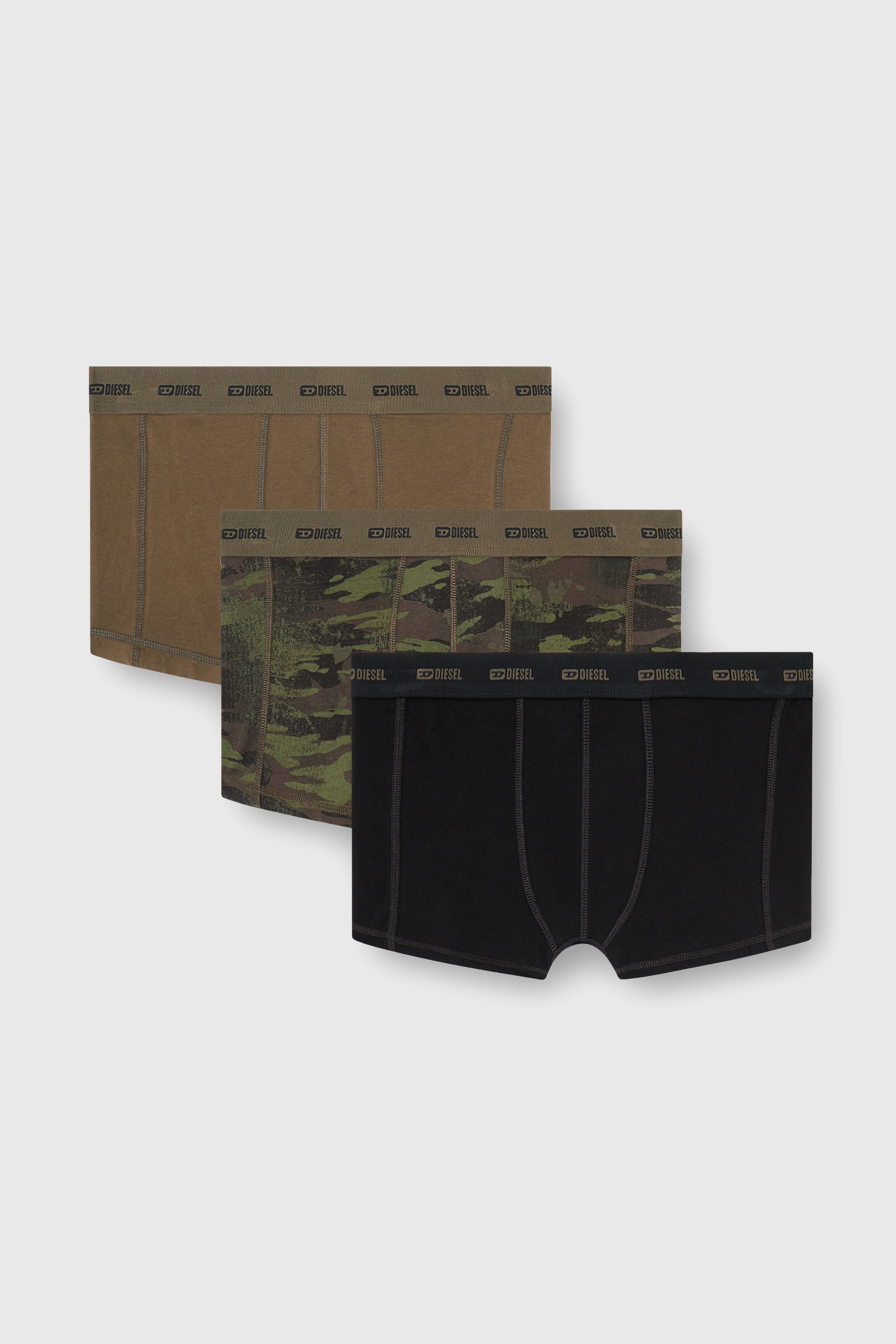 Diesel - DAMIEN-UTLT-3PACK, Man's Three-pack of boxer briefs plain and camo in Black/Green - 1