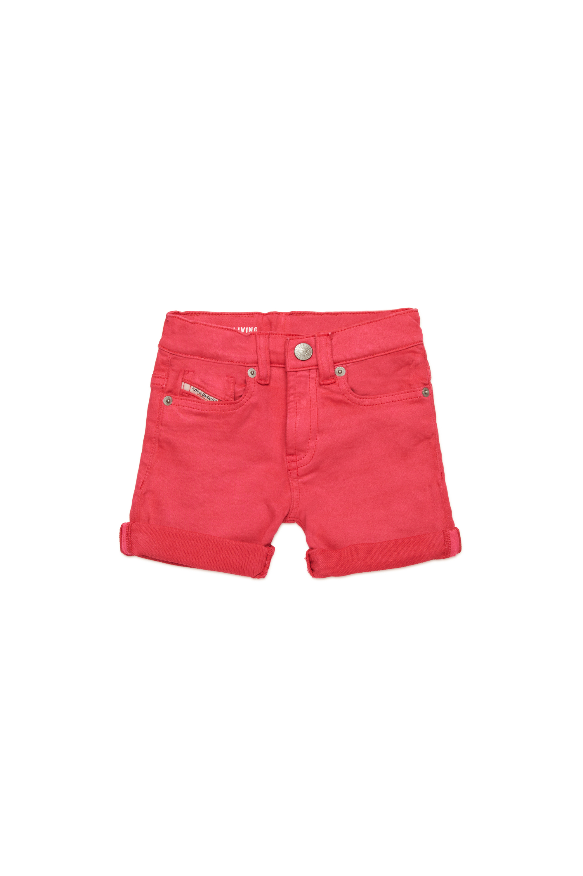 Diesel - PGALLYB JJJ, Short coloré en tissu JoggJeans avec revers Mixte in Rose - 1