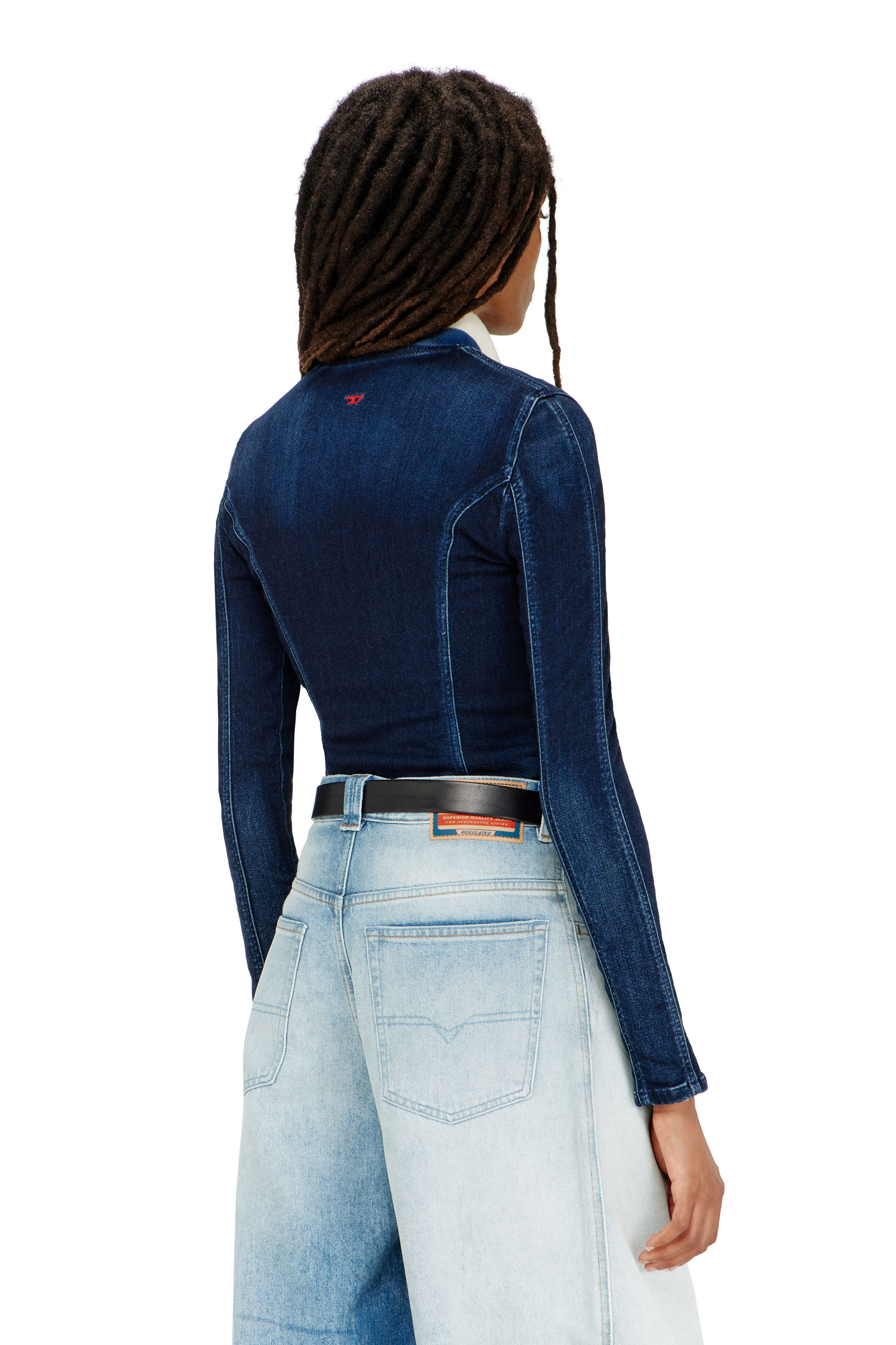 Diesel - DE-GARY-D JOGG, Veste courte en JoggJeans Femme in Bleu - 4