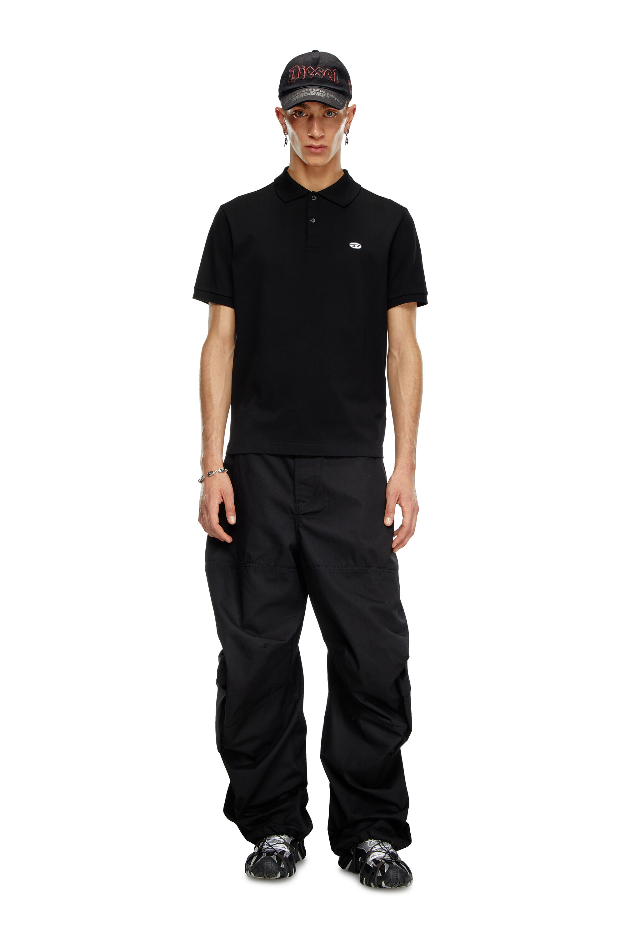 Diesel - T-REJUST-DOVAL-PJ, Polo con patch Oval D Uomo in Nero - 2