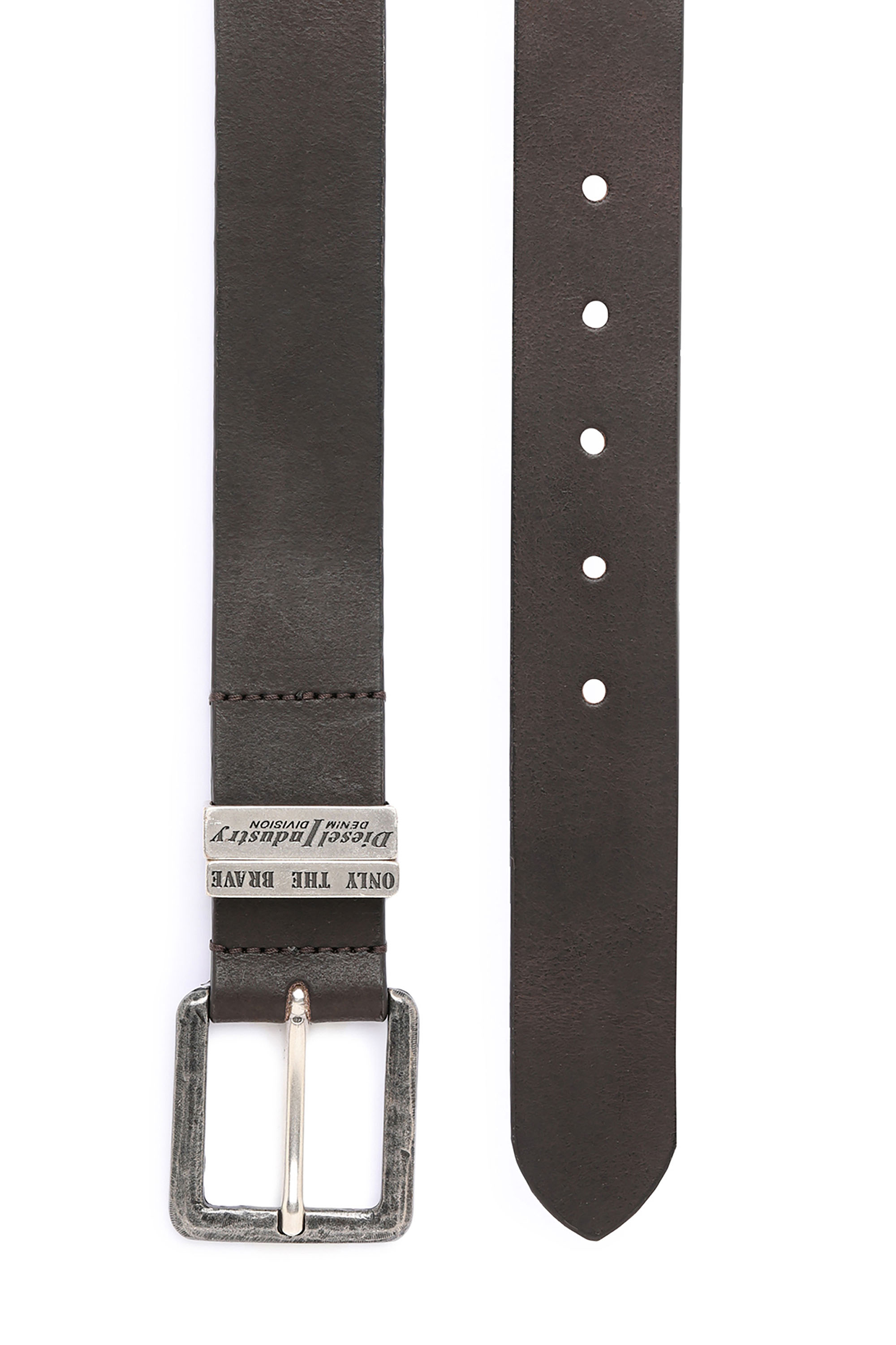 Diesel - B-GUARANTEE-A, Ceinture 3.4 cm en cuir avec finitions brunies Homme in Marron - 2