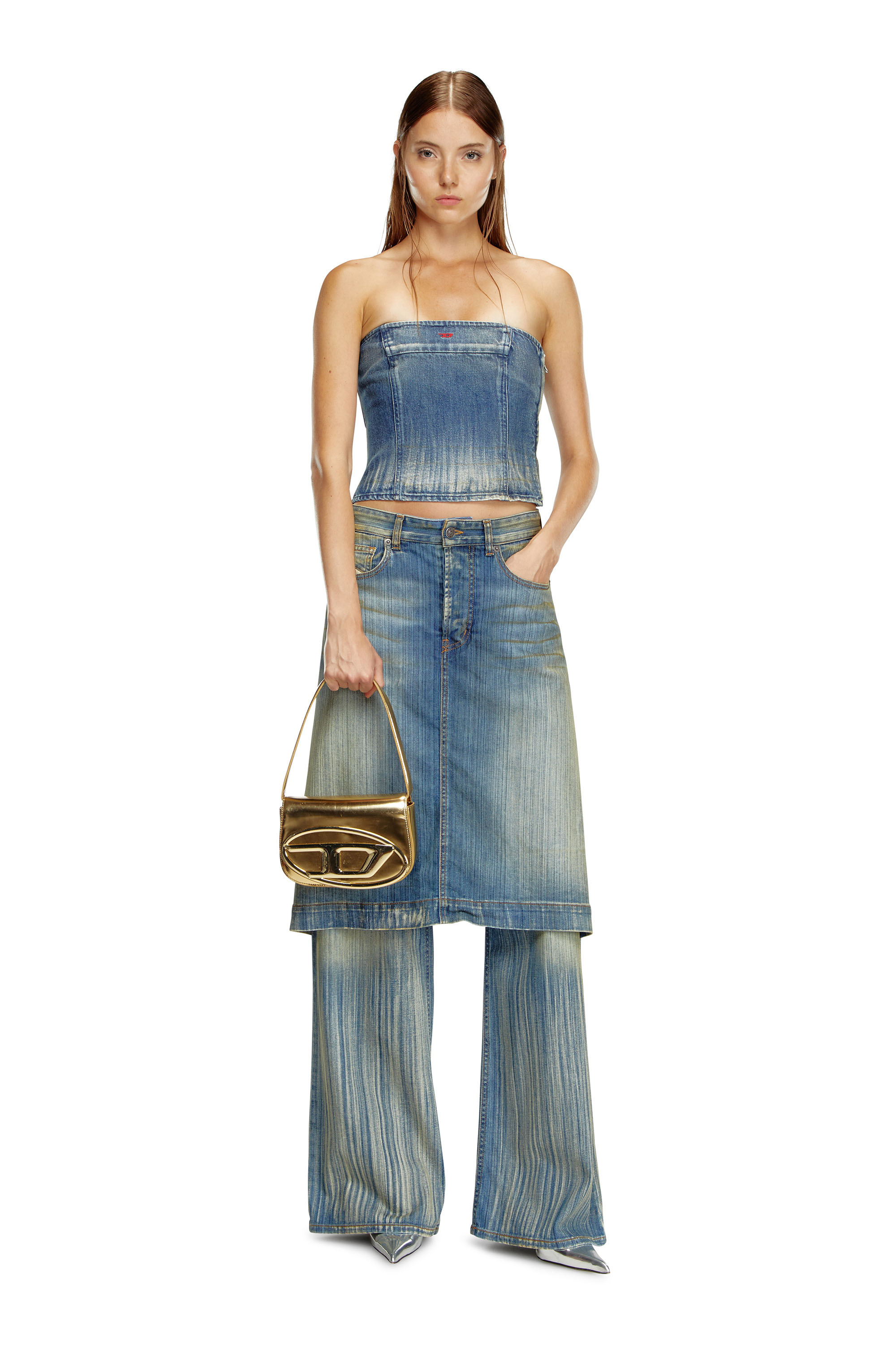 Diesel - 1DR, 1DR-Sac iconique à bandoulière en cuir effet miroir Femme in Doré - 6