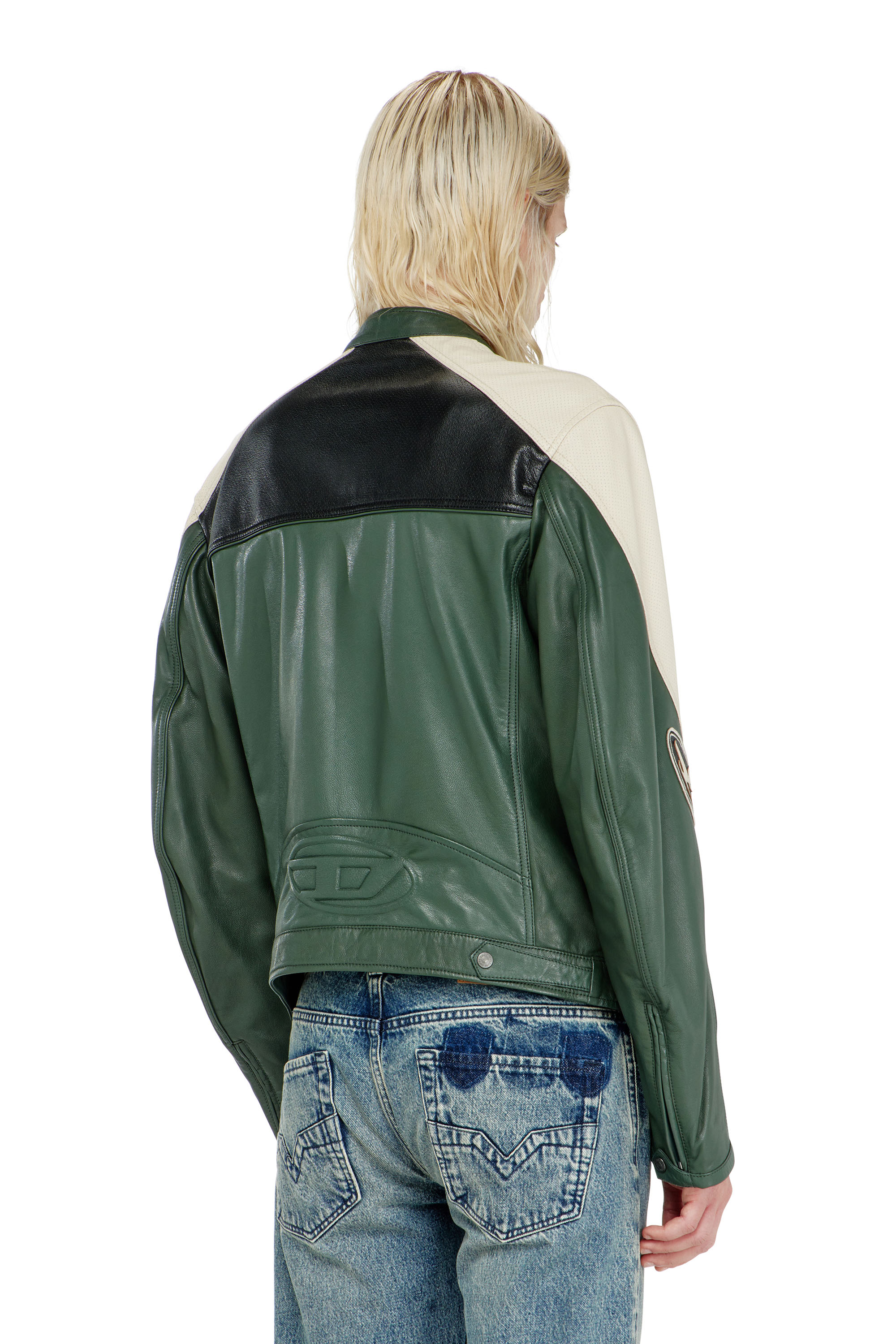 Diesel - L-AHTI, Giacca biker in pelle colour-block Uomo in ToBeDefined - 4
