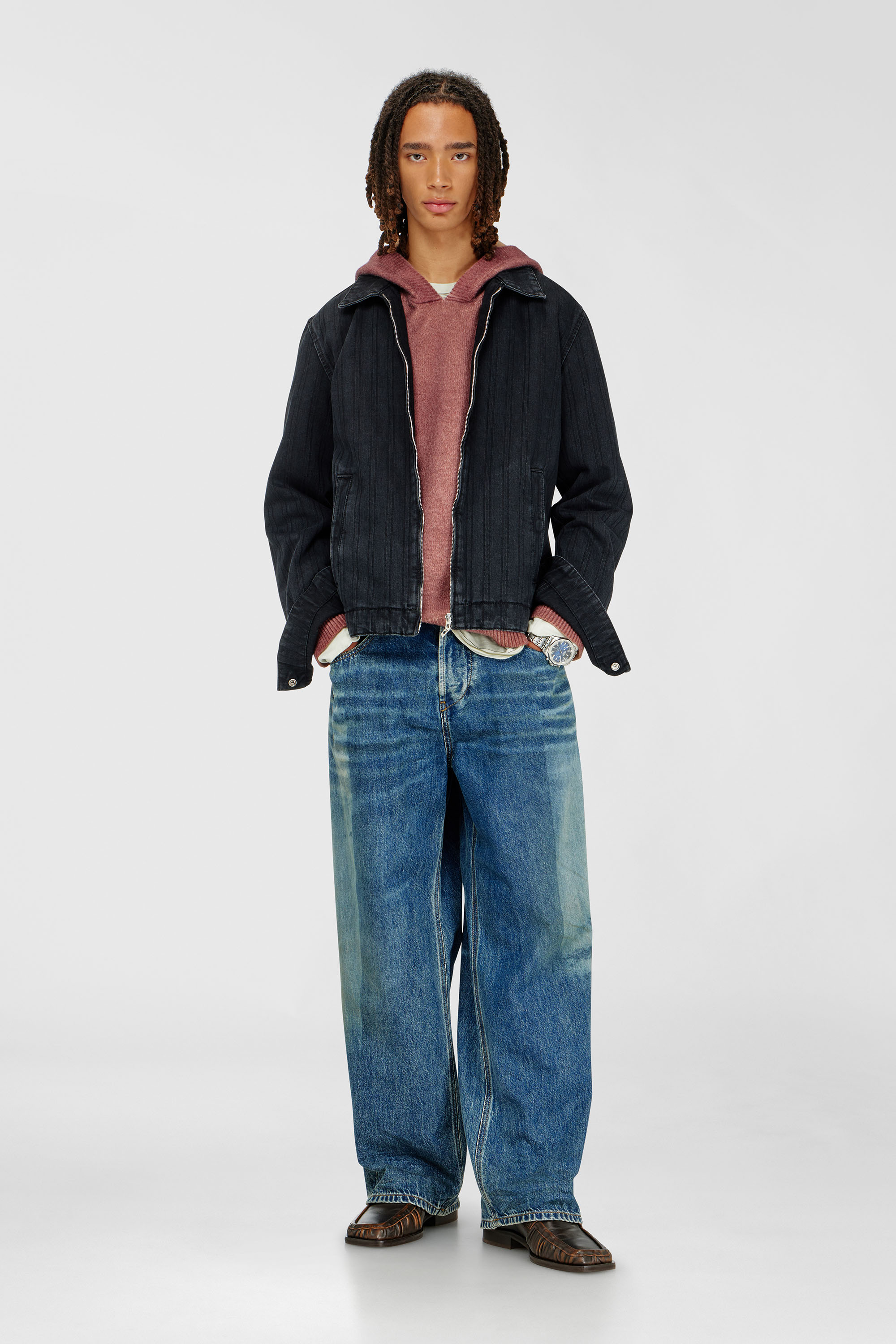 Jacke aus pinstripe denim