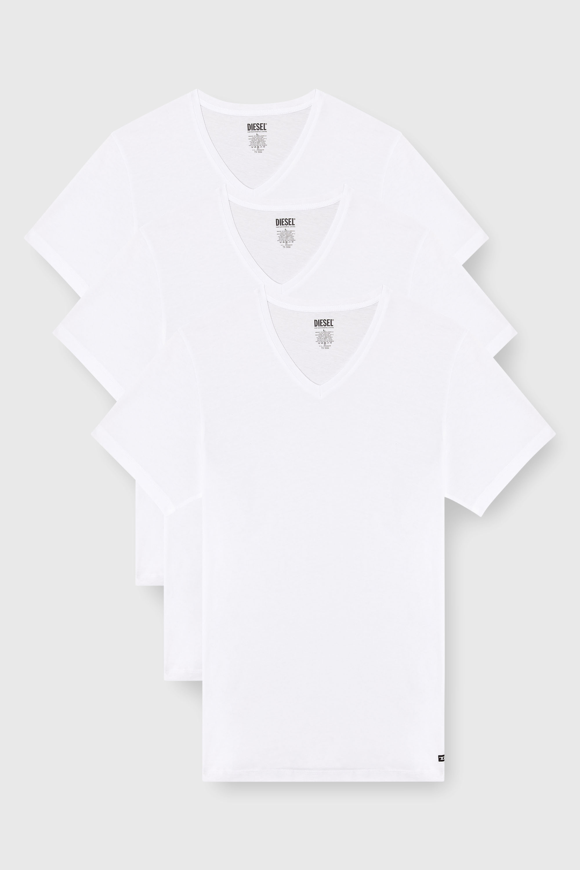 Diesel - MICHAEL-D-BOX-3PACK, Herren T-Shirts mit V-Ausschnitt im Dreierpack in Wei&szlig; - 2