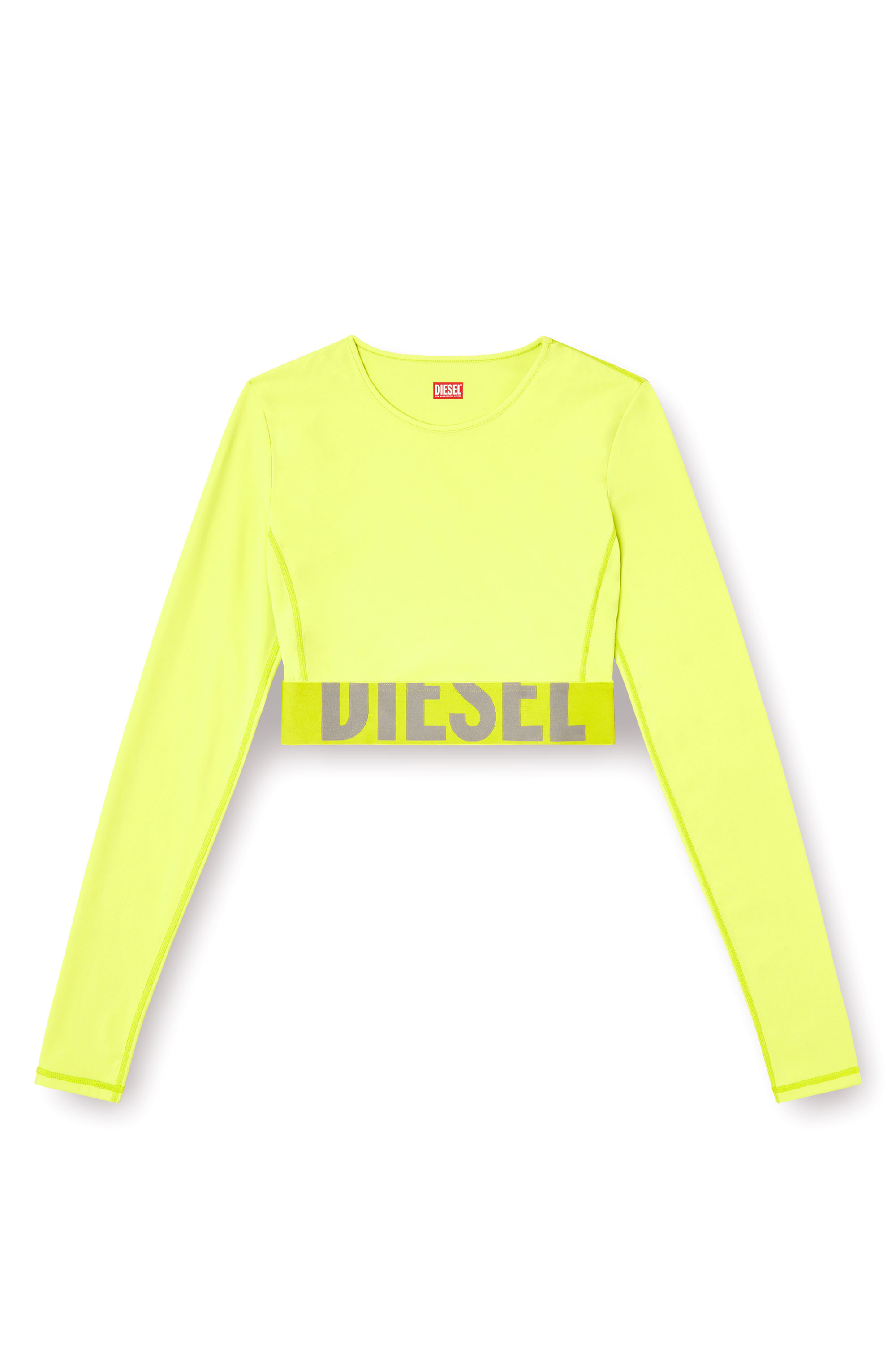Diesel - MELISSA-D-POP, Damen Verkürzte Oberteil aus Mikrofaser mit Cut-off-Logo in Neongrün - 4